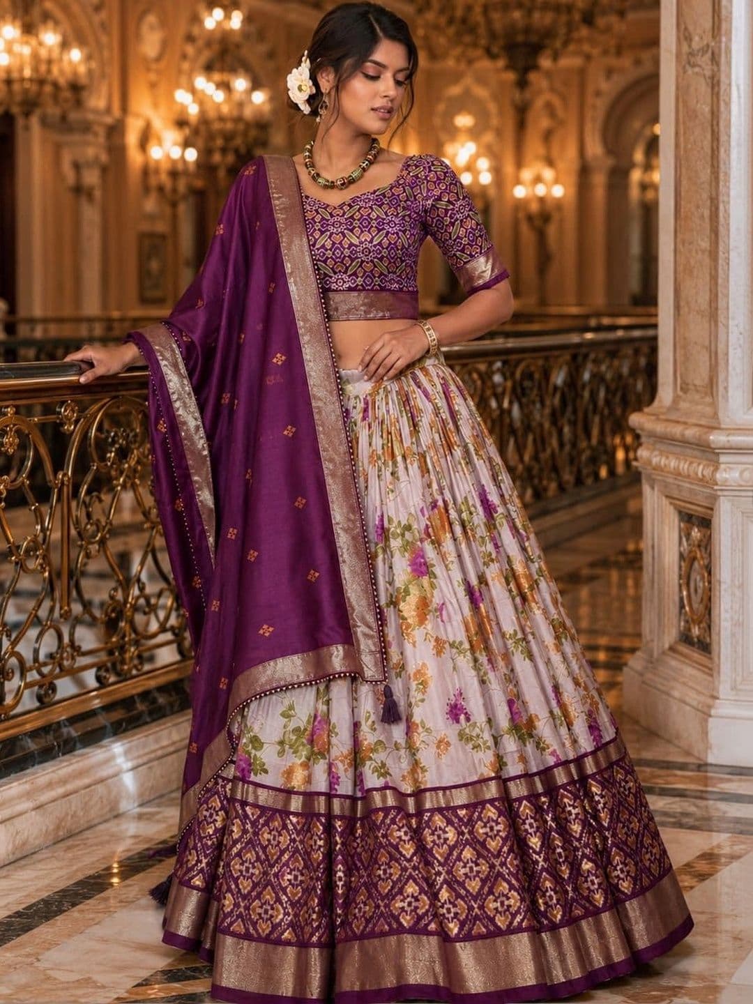House of Pataudi Semi-Stitched Lehenga & Unstitched Blouse Taping thumbnail 3