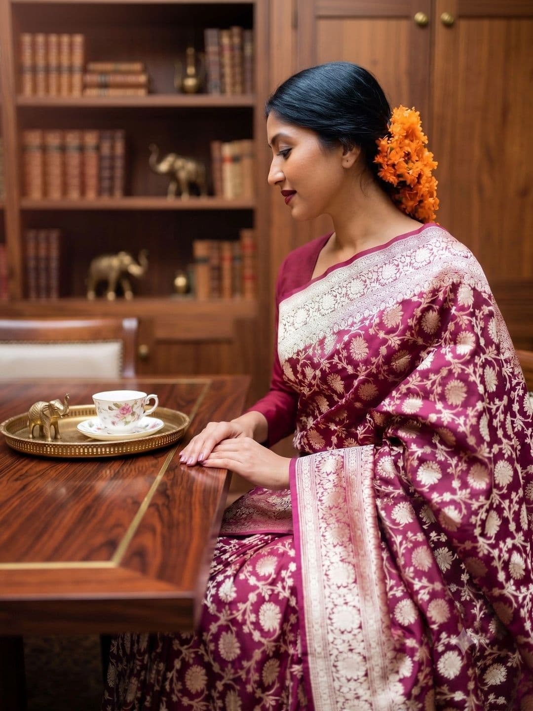 AAVEE Woven Design Zari Art Silk Banarasi Saree thumbnail 4