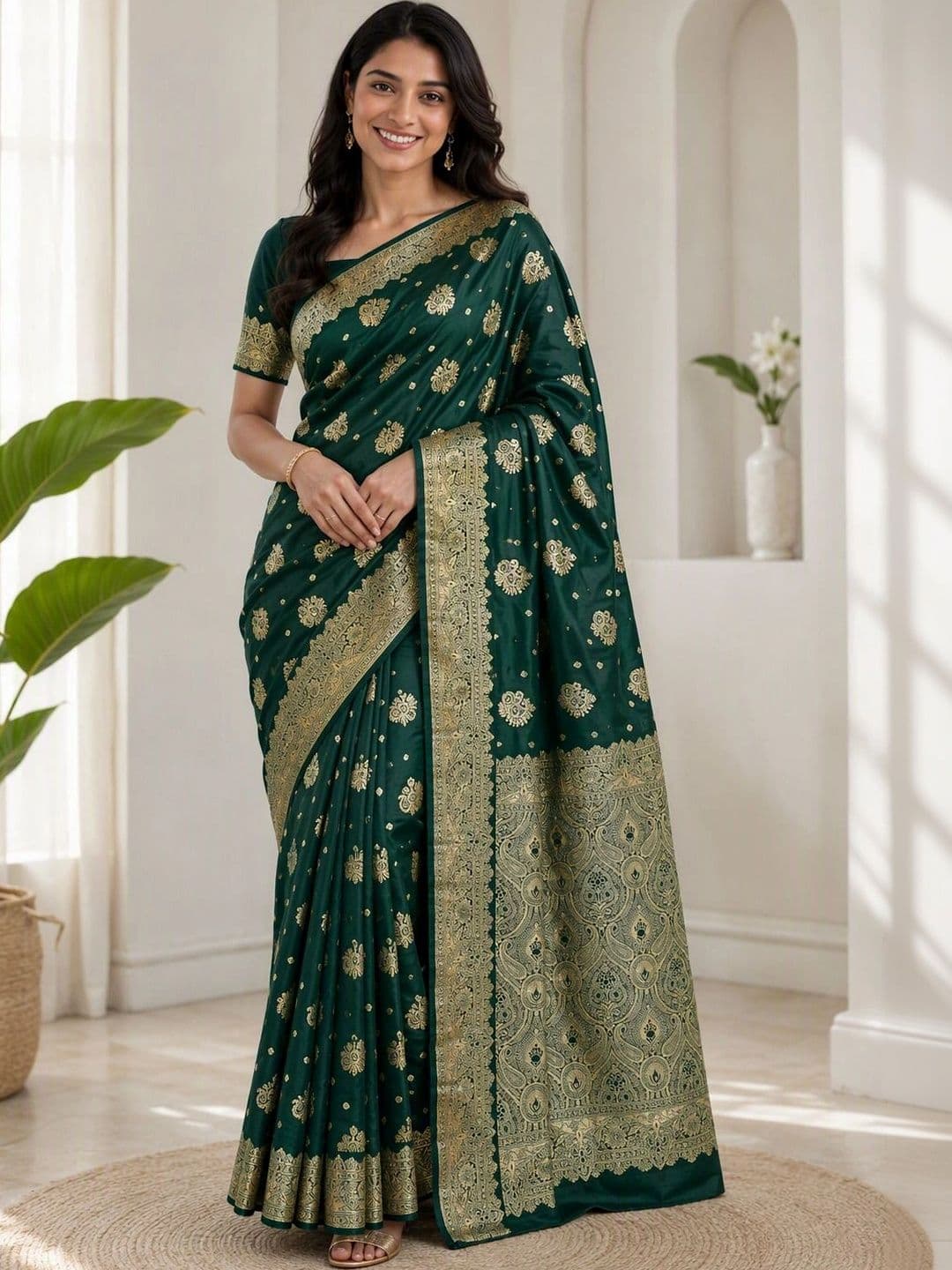 KRISHNA KURTIES Woven Design Zari Art Silk Banarasi Saree - view 1