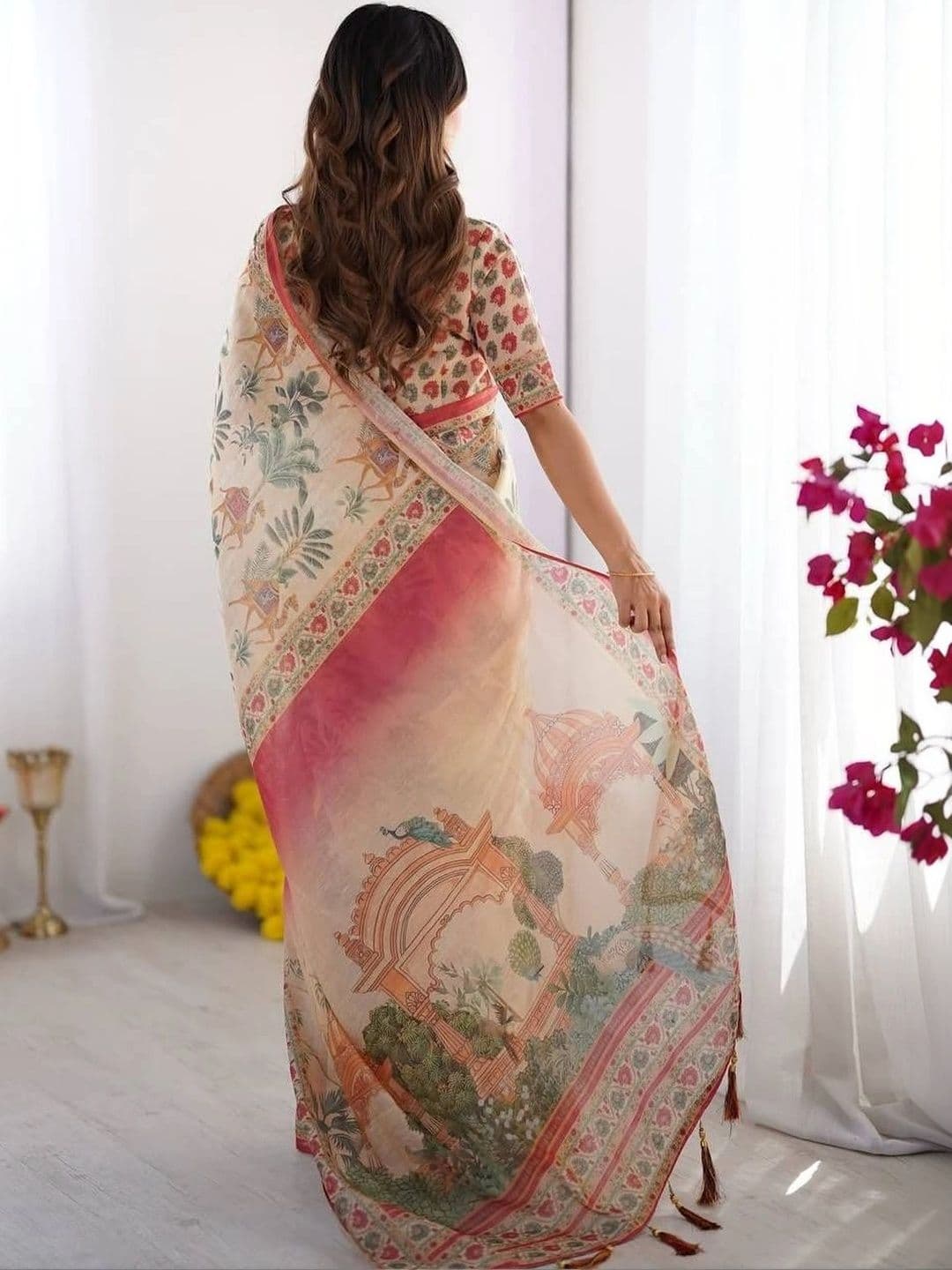 YASHASVI FASHION Woven Design Zari Linen Blend Saree thumbnail 4