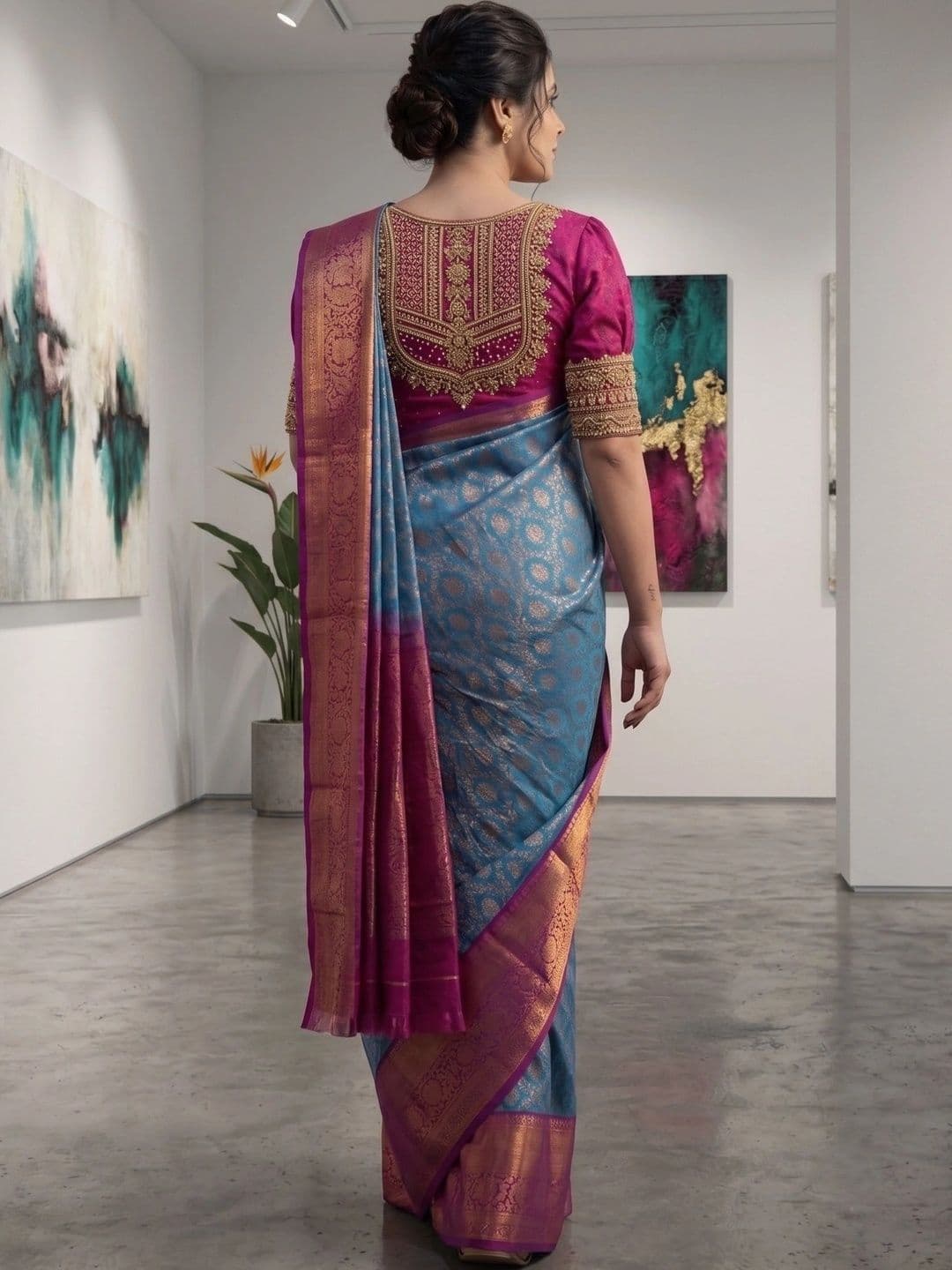 ZARA STAR Woven Design Zari Art Silk Banarasi Saree thumbnail 4