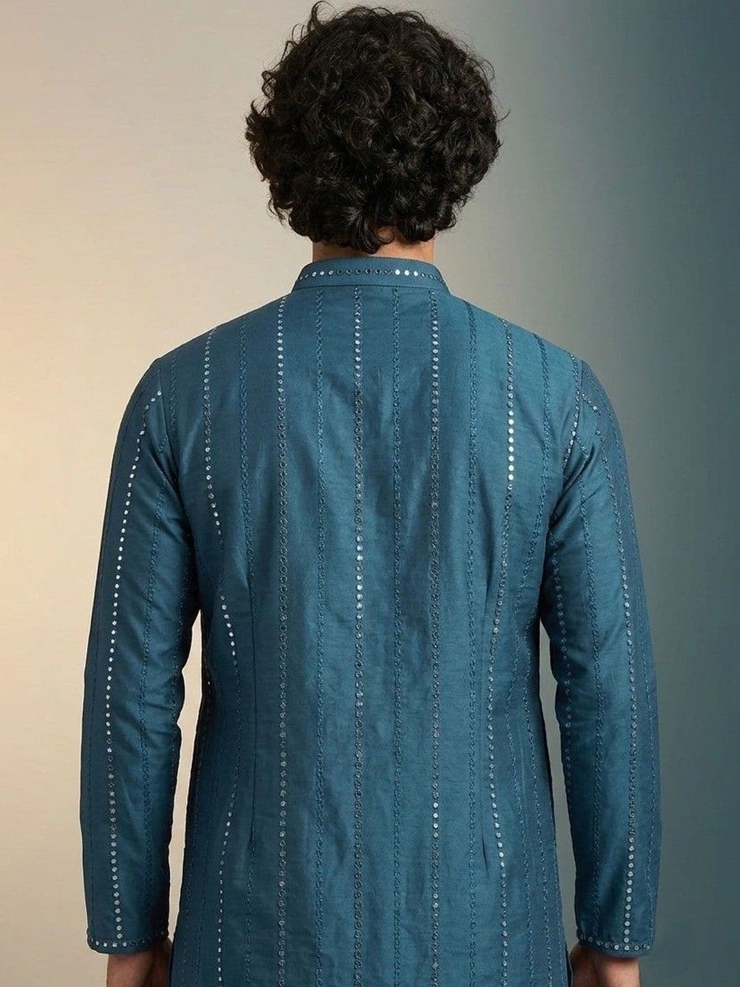 Rajkuwar Men Embellished Sequinned Kurta thumbnail 3