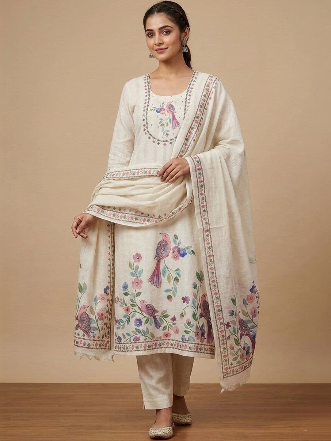 WaCraz Printed Linen Semi-Stitched Dress Material thumbnail 7