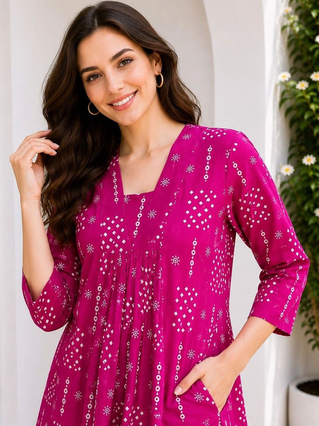 HIVA TRENDZ Women Ethnic Motifs Printed Empire Kurta with Palazzos thumbnail 3
