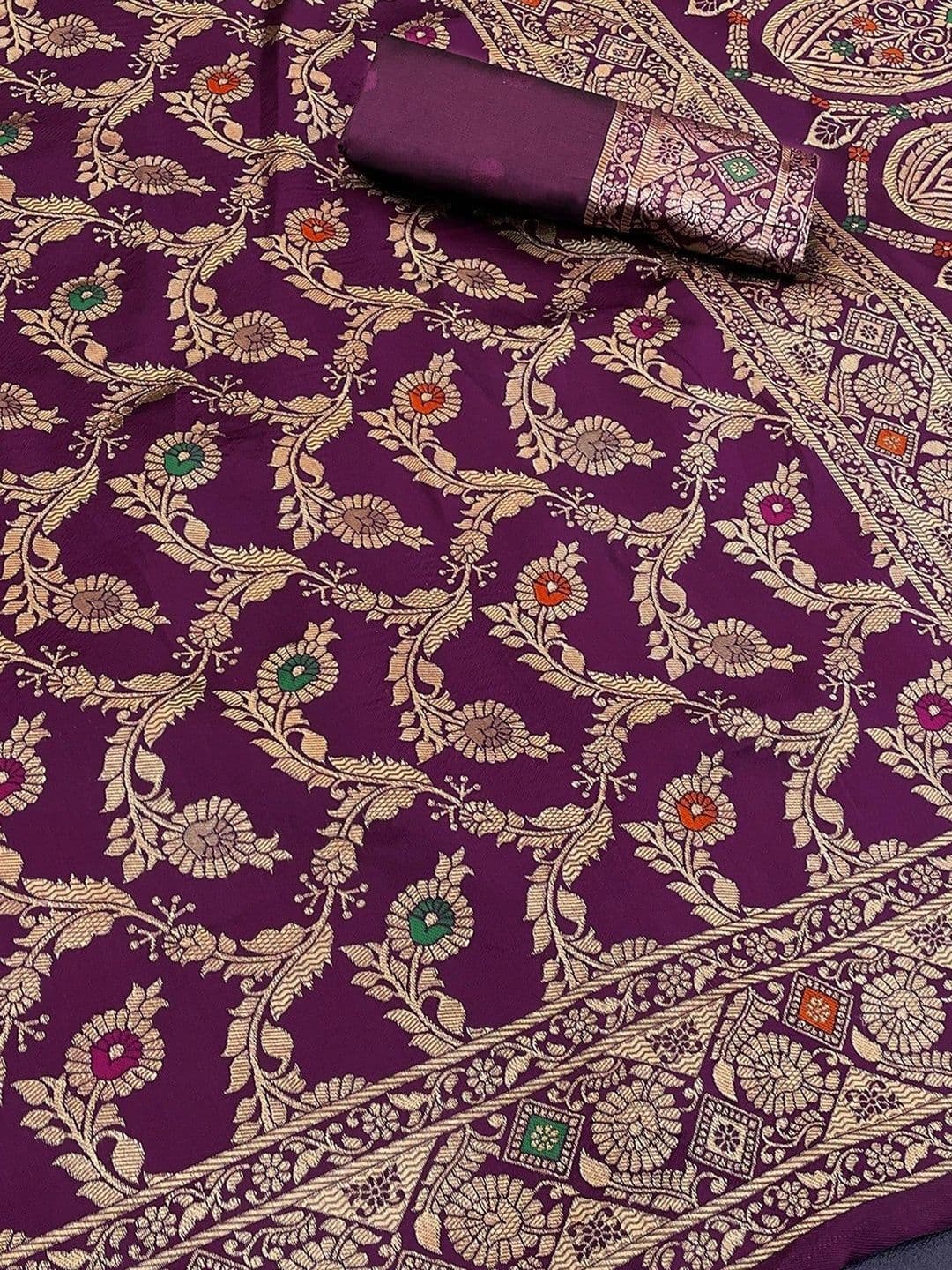 Peachmode Woven Design Zari Art Silk Handloom Banarasi Saree thumbnail 4
