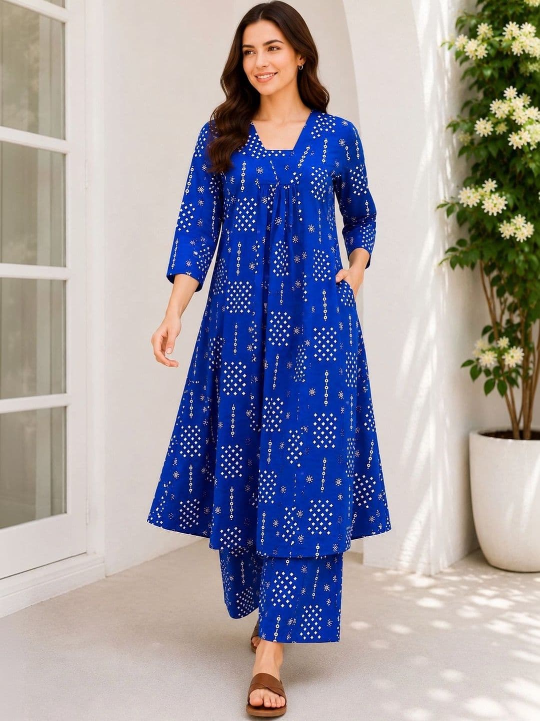 HIVA TRENDZ Women Printed Empire Kurta with Palazzos - view 1