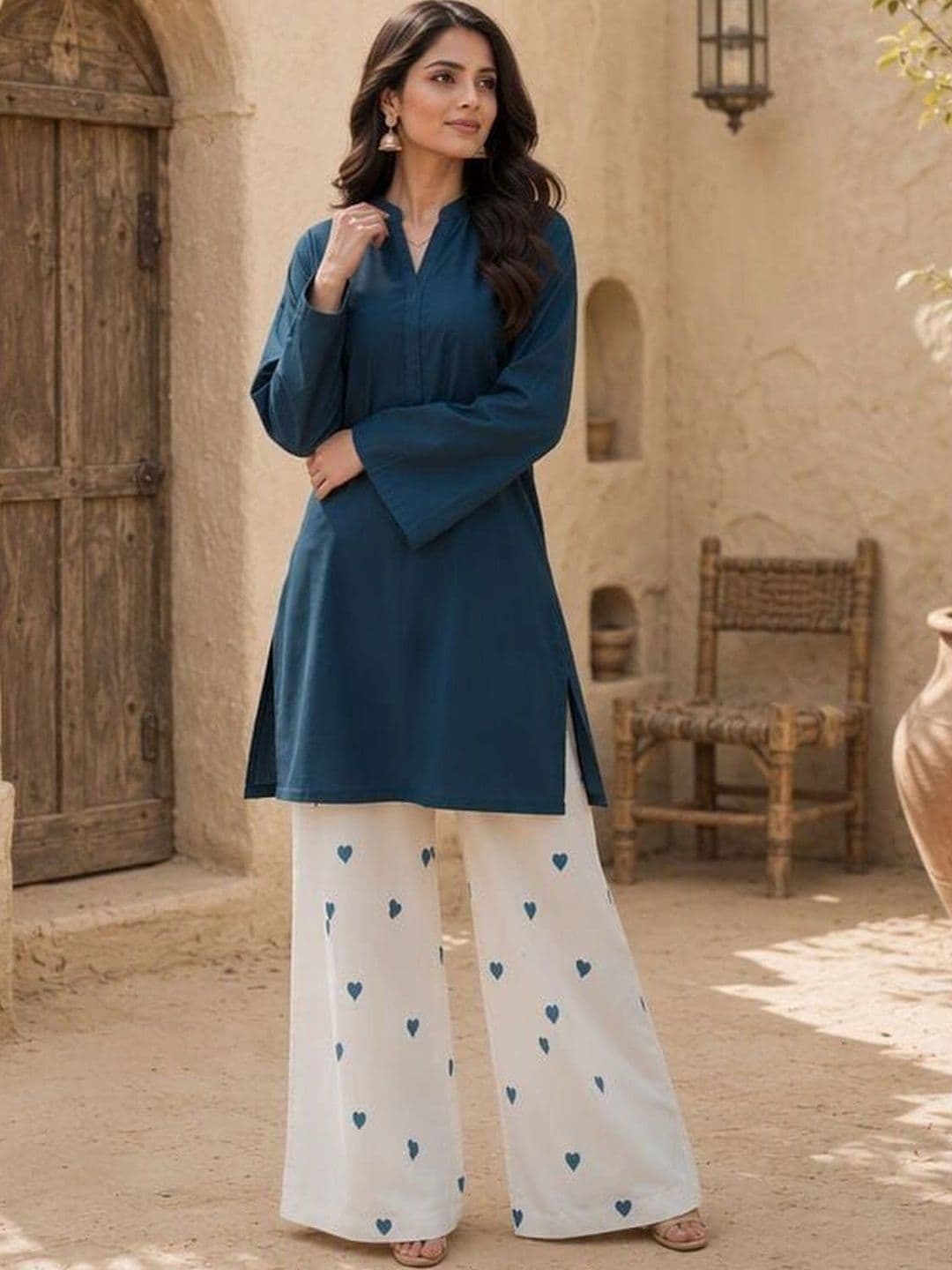 Sangria Women Regular Kurta with Palazzos - view 1