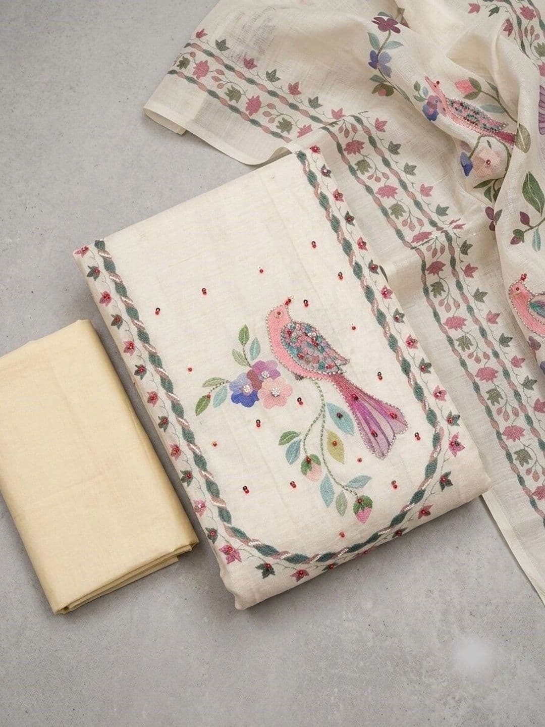 WaCraz Printed Linen Semi-Stitched Dress Material thumbnail 2