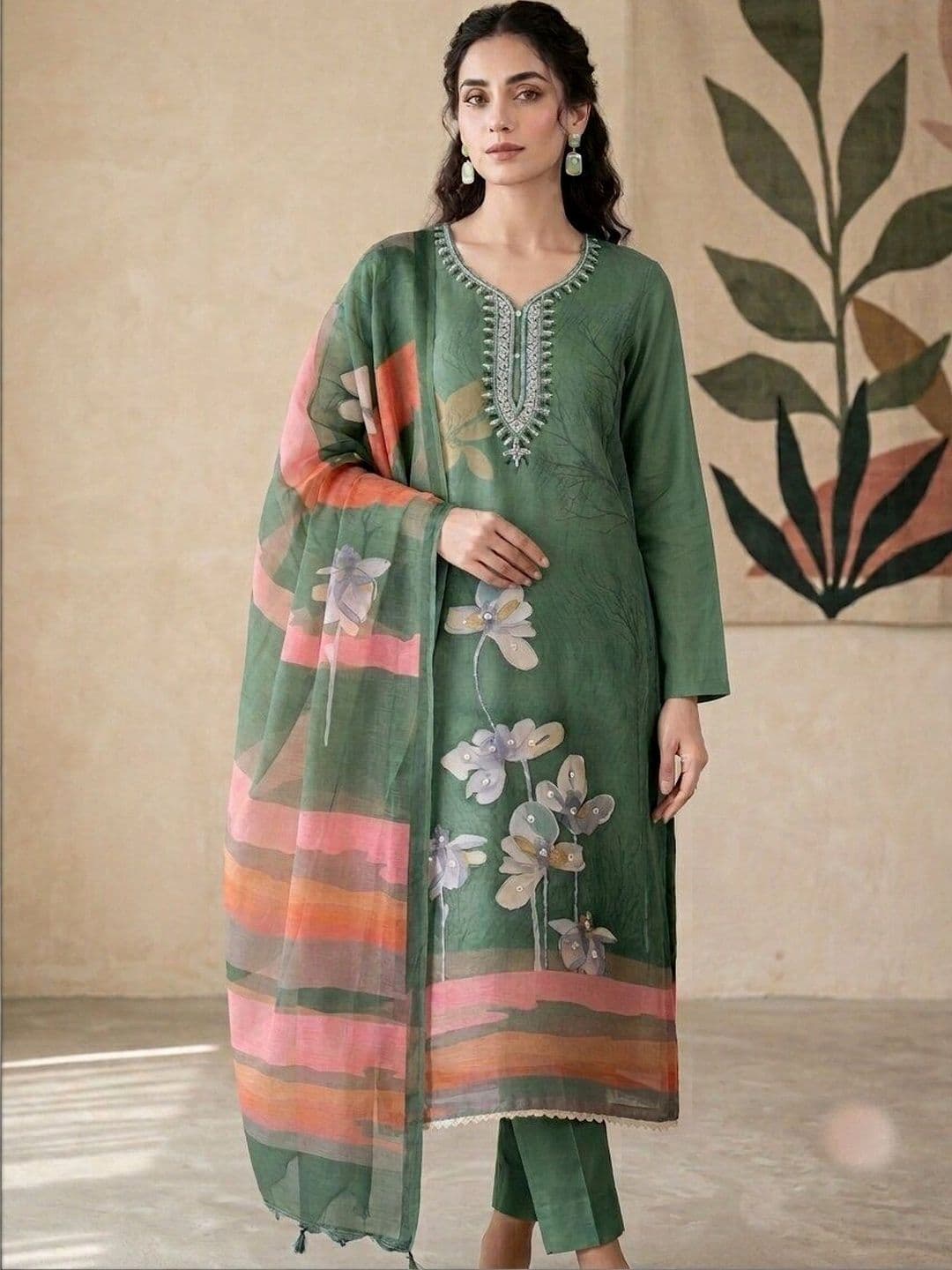 WaCraz Printed Pure Cotton Semi-Stitched Dress Material - view 1