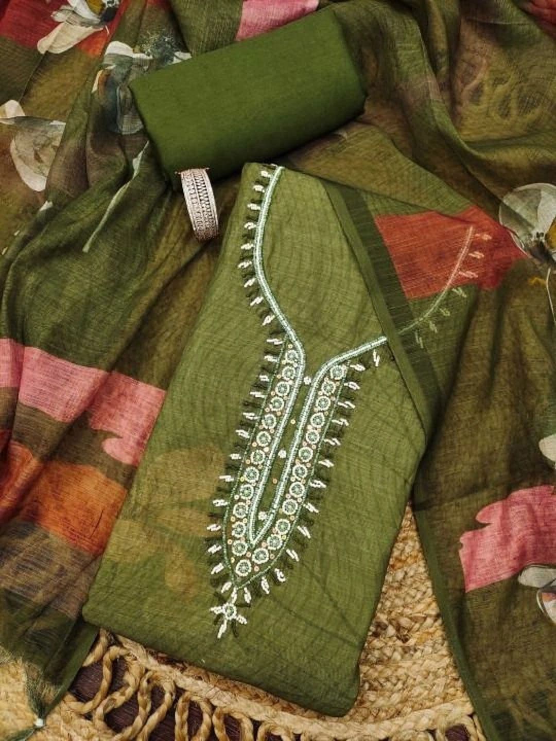 WaCraz Printed Pure Cotton Semi-Stitched Dress Material thumbnail 7
