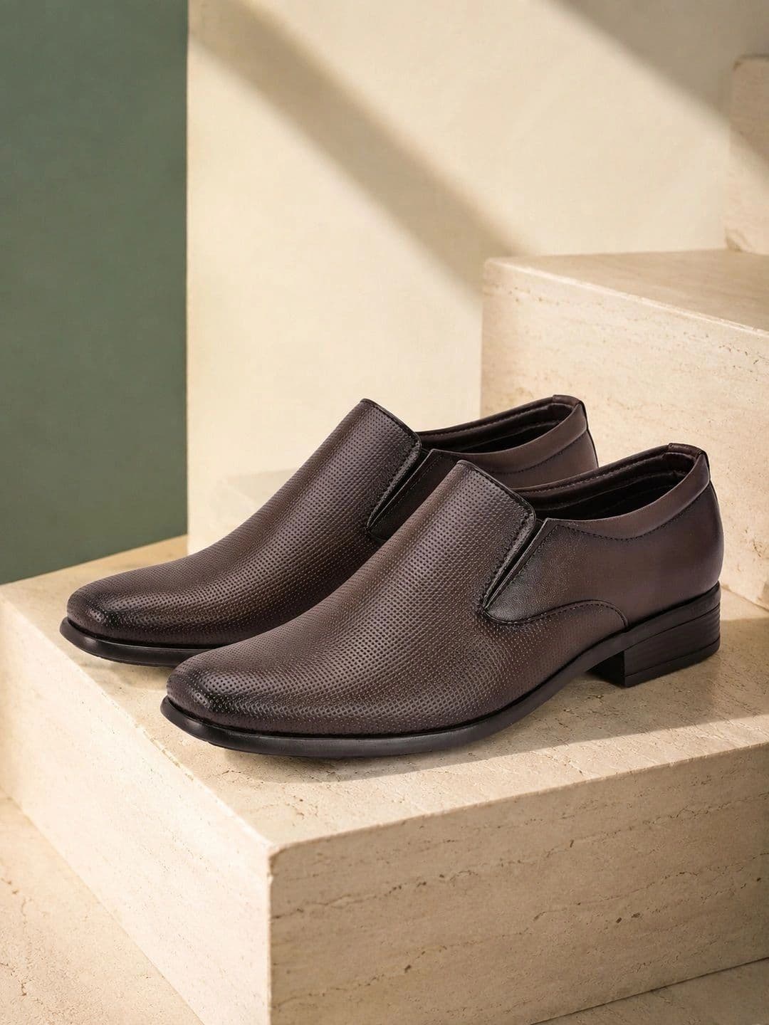 INVICTUS Men Textured Synthetic Leather Formal Slip-Ons thumbnail 6