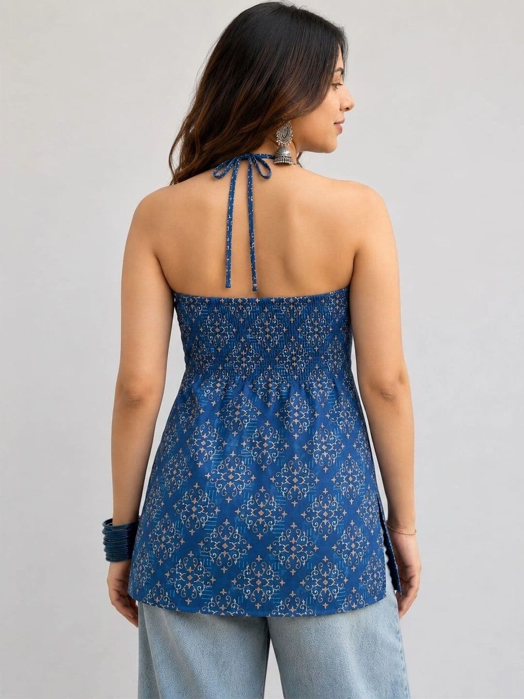 KALINI Women Ethnic Motifs Printed Halter Neck Indie Prints Kurta thumbnail 5