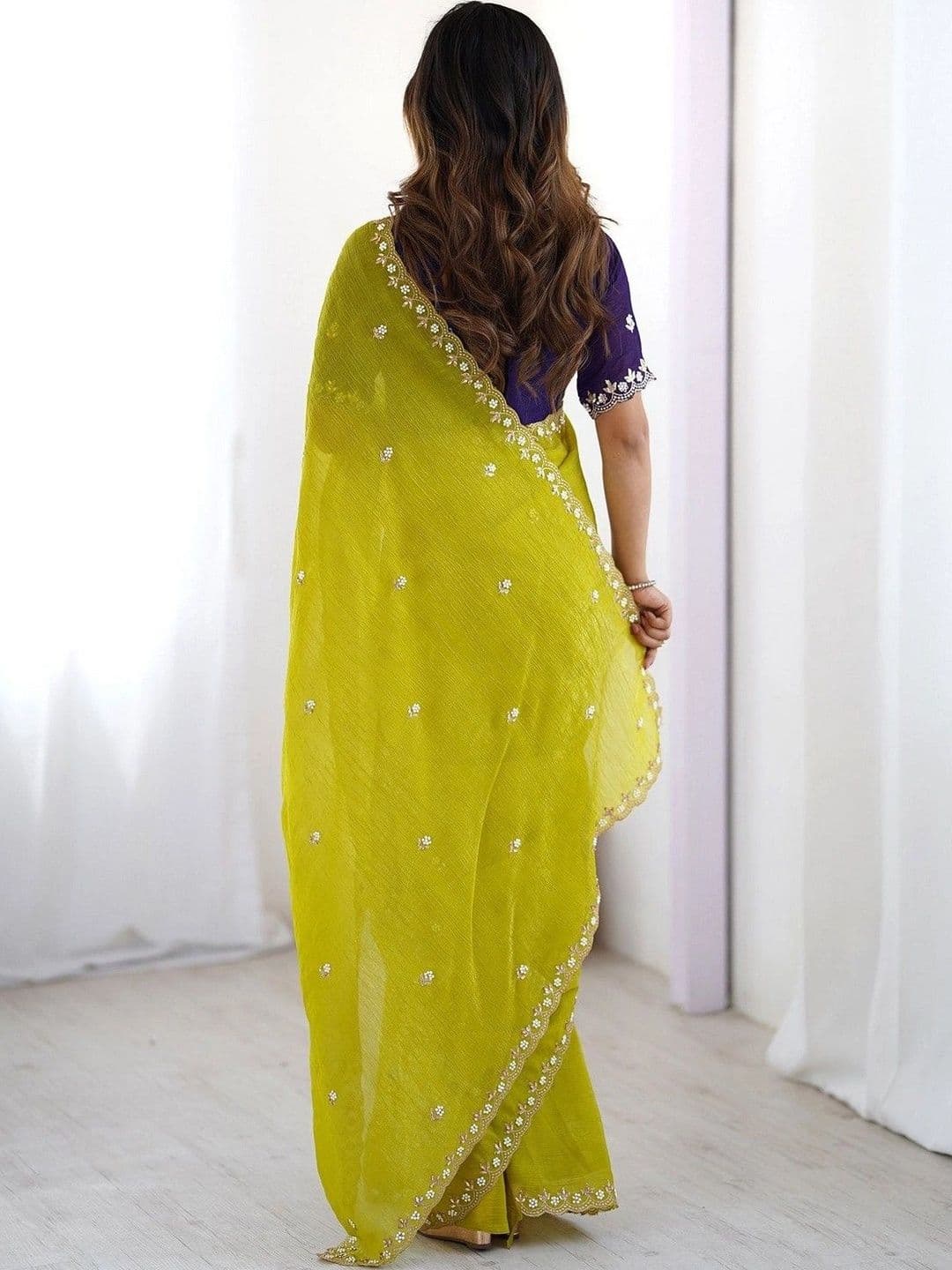 KALINI Ethnic Motifs Embroidered Silk Blend Saree thumbnail 7