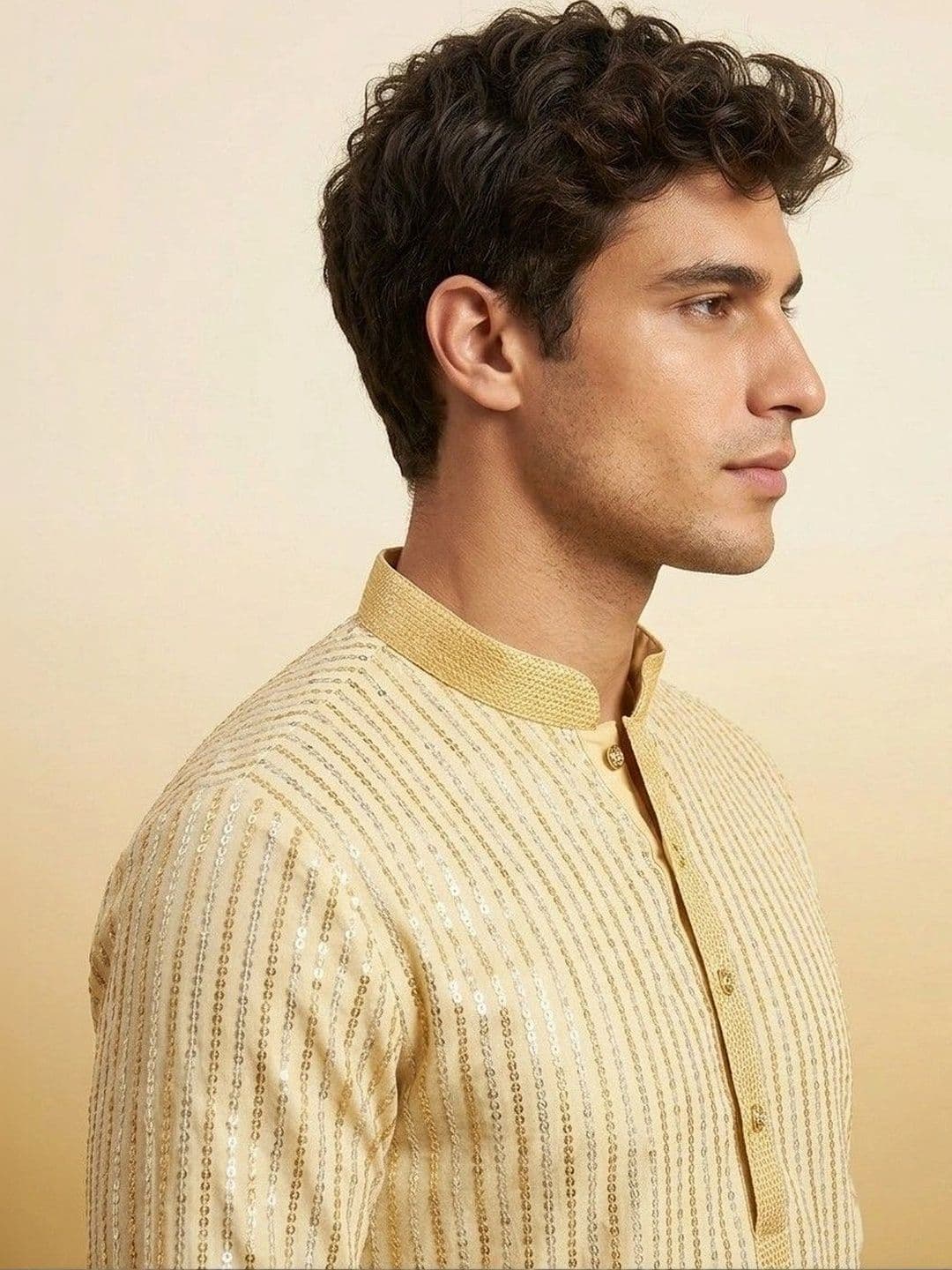 Rajkuwar Men Embellished Sequinned Kurta thumbnail 2