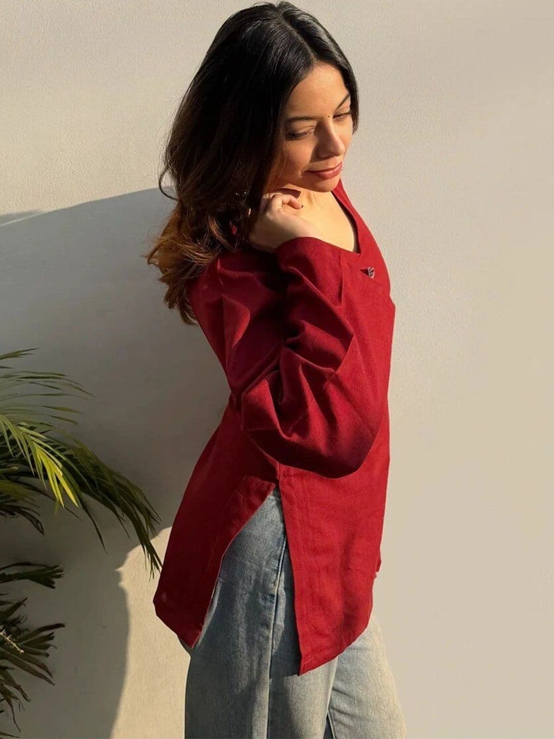 Sangria Women Bell Sleeves Kurta thumbnail 2