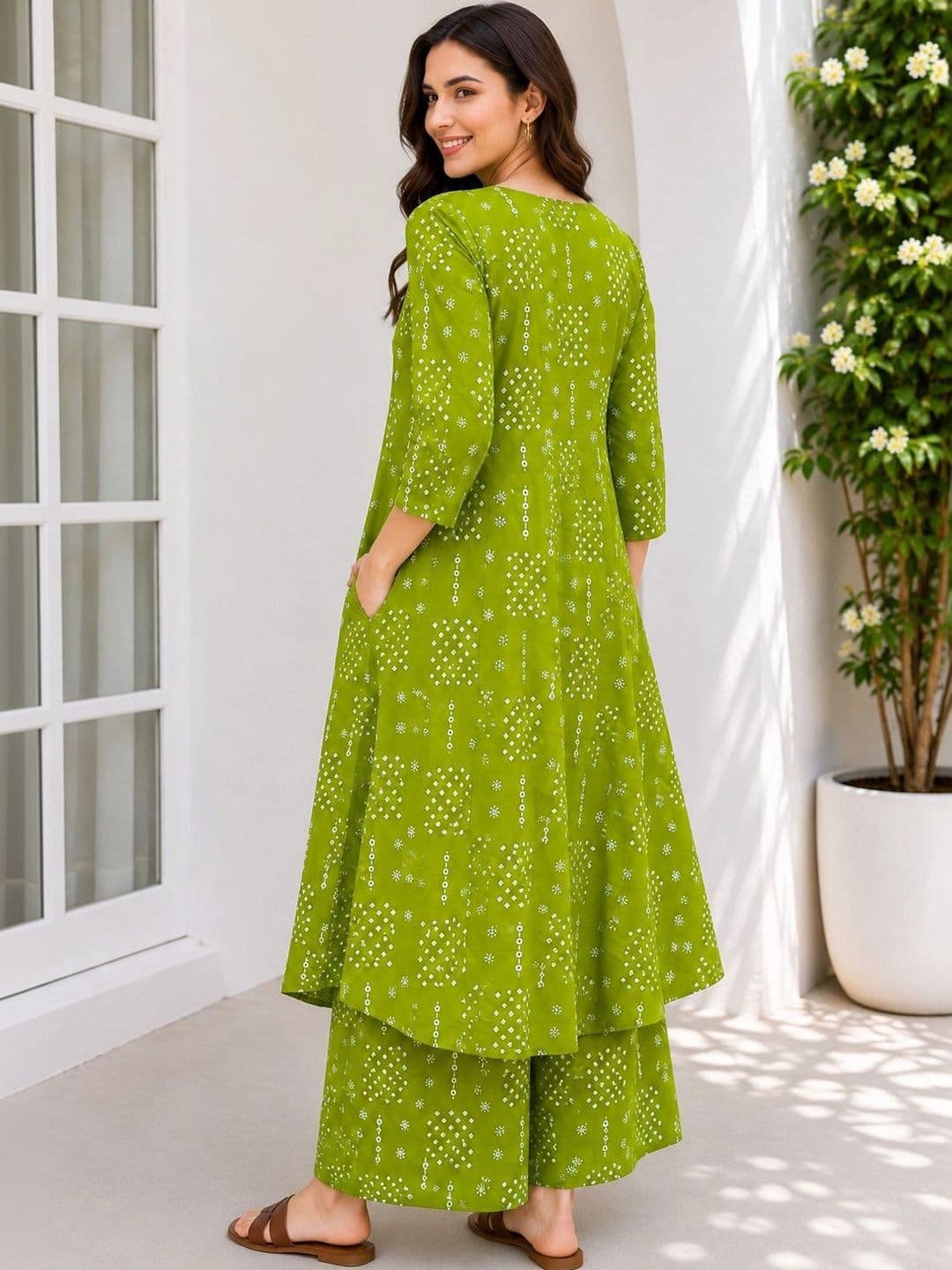 HIVA TRENDZ Women Bandhani Printed Regular Kurta with Palazzos thumbnail 2