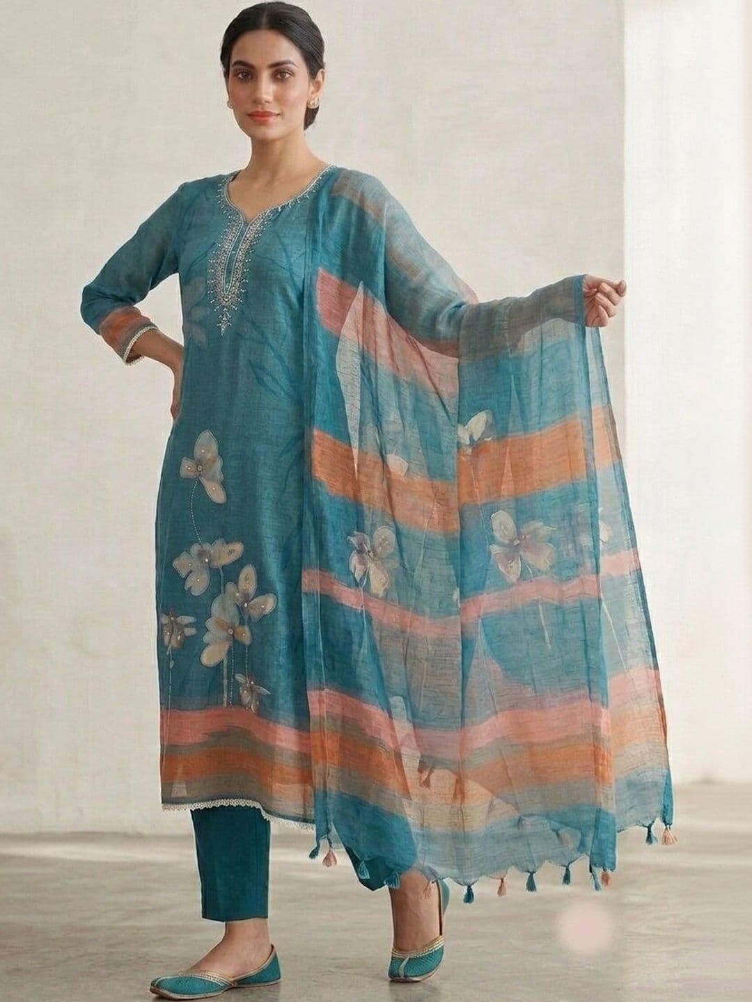 WaCraz Printed Pure Cotton Semi-Stitched Dress Material thumbnail 3