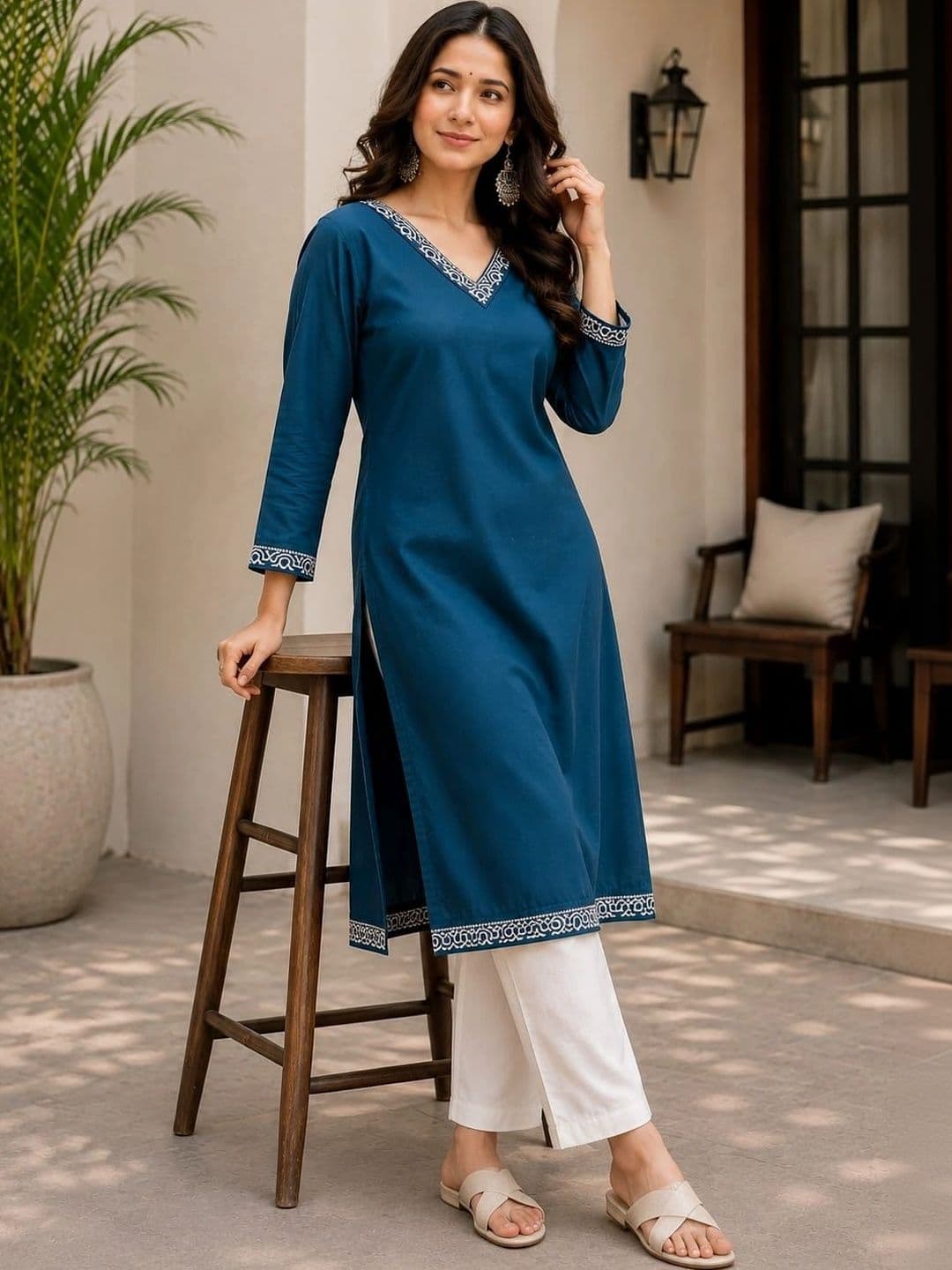 KRF FAB Women Embellished Thread Work Kurta - view 1