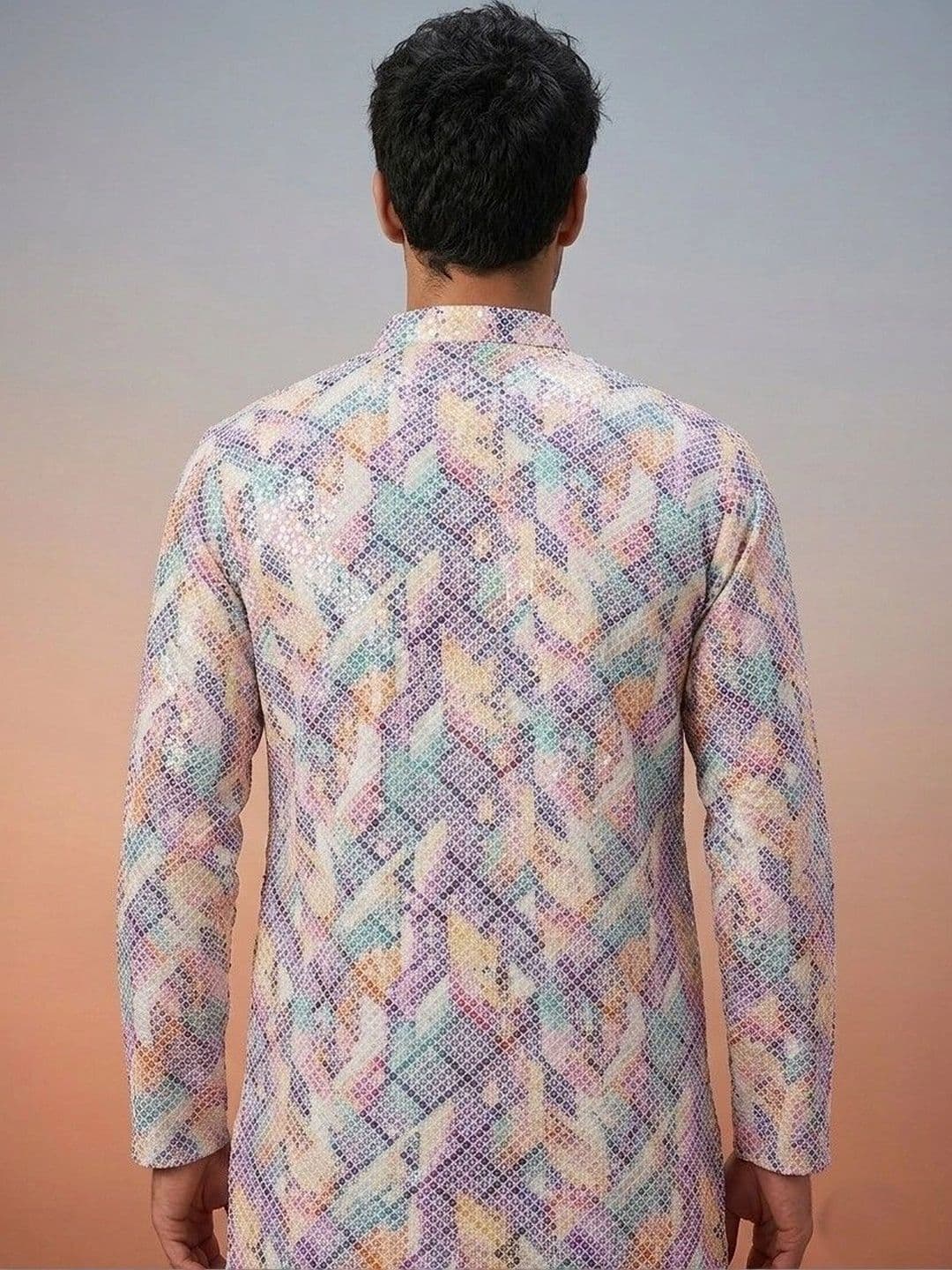 Rajkuwar Men Geometric Embellished Sequinned Kurta thumbnail 2