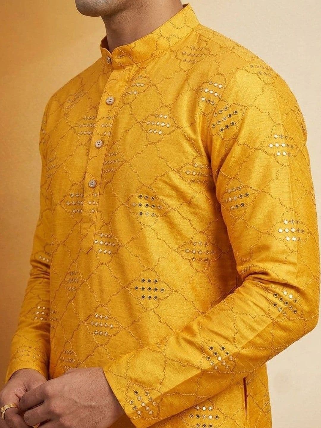 Rajkuwar Men Mirror Work Kurta thumbnail 3