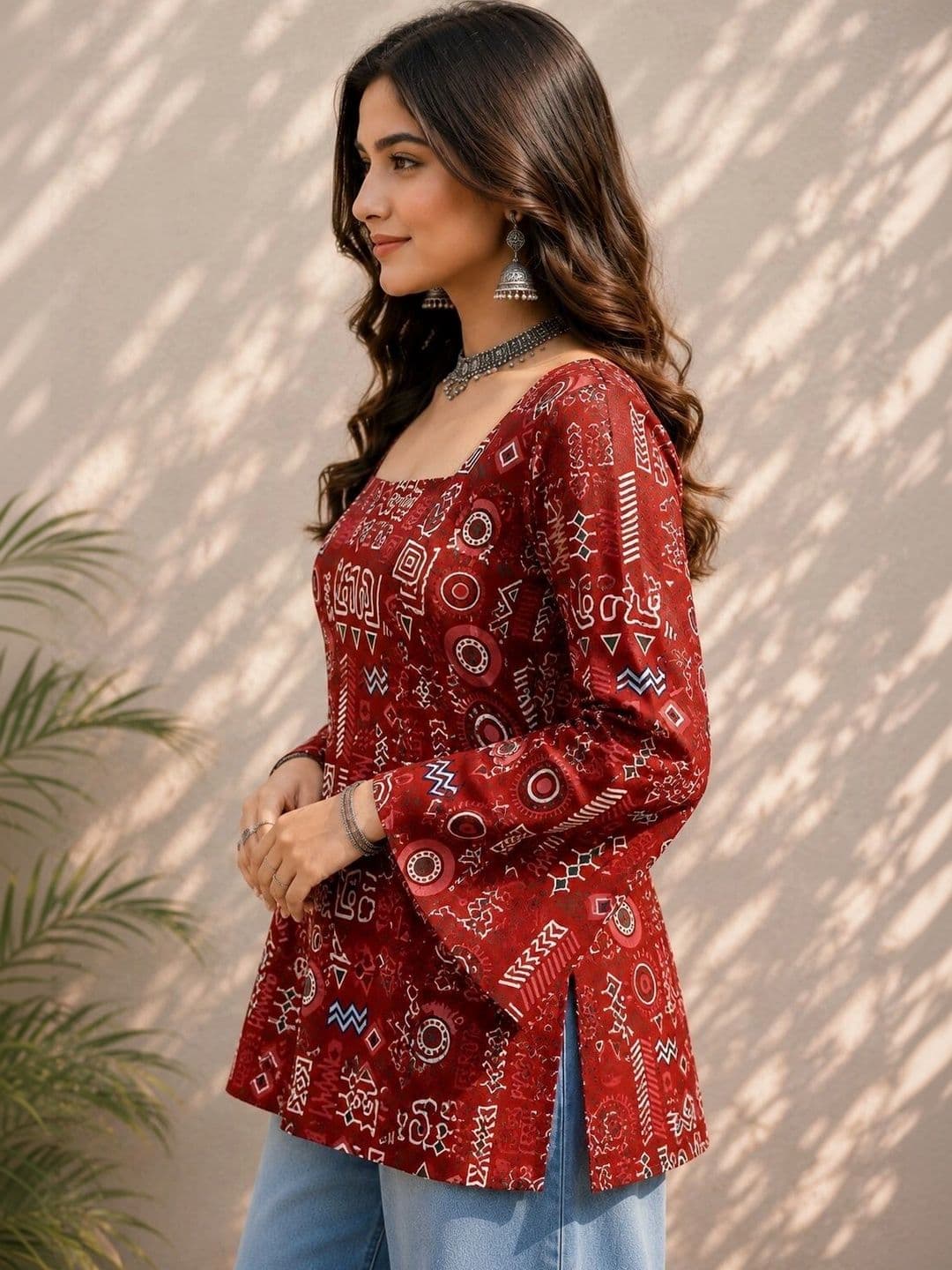 KALINI Women Geometric Printed Flared Sleeves Indie Prints Kurta thumbnail 2