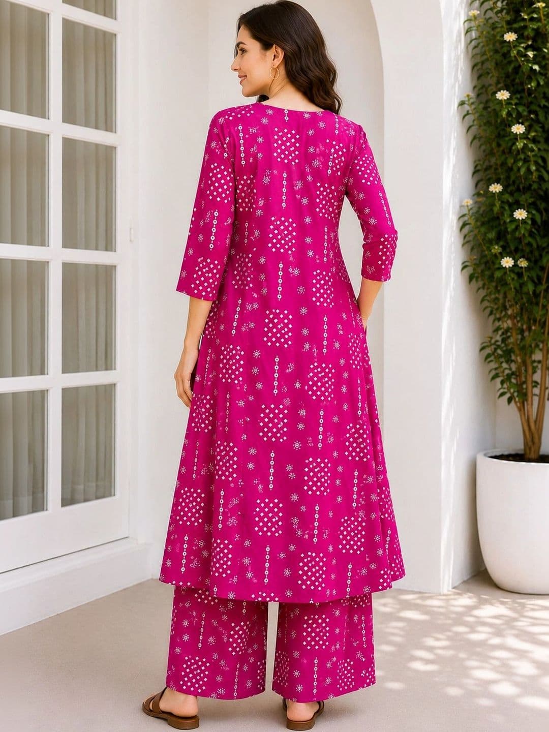 HIVA TRENDZ Women Ethnic Motifs Printed Empire Kurta with Palazzos thumbnail 2