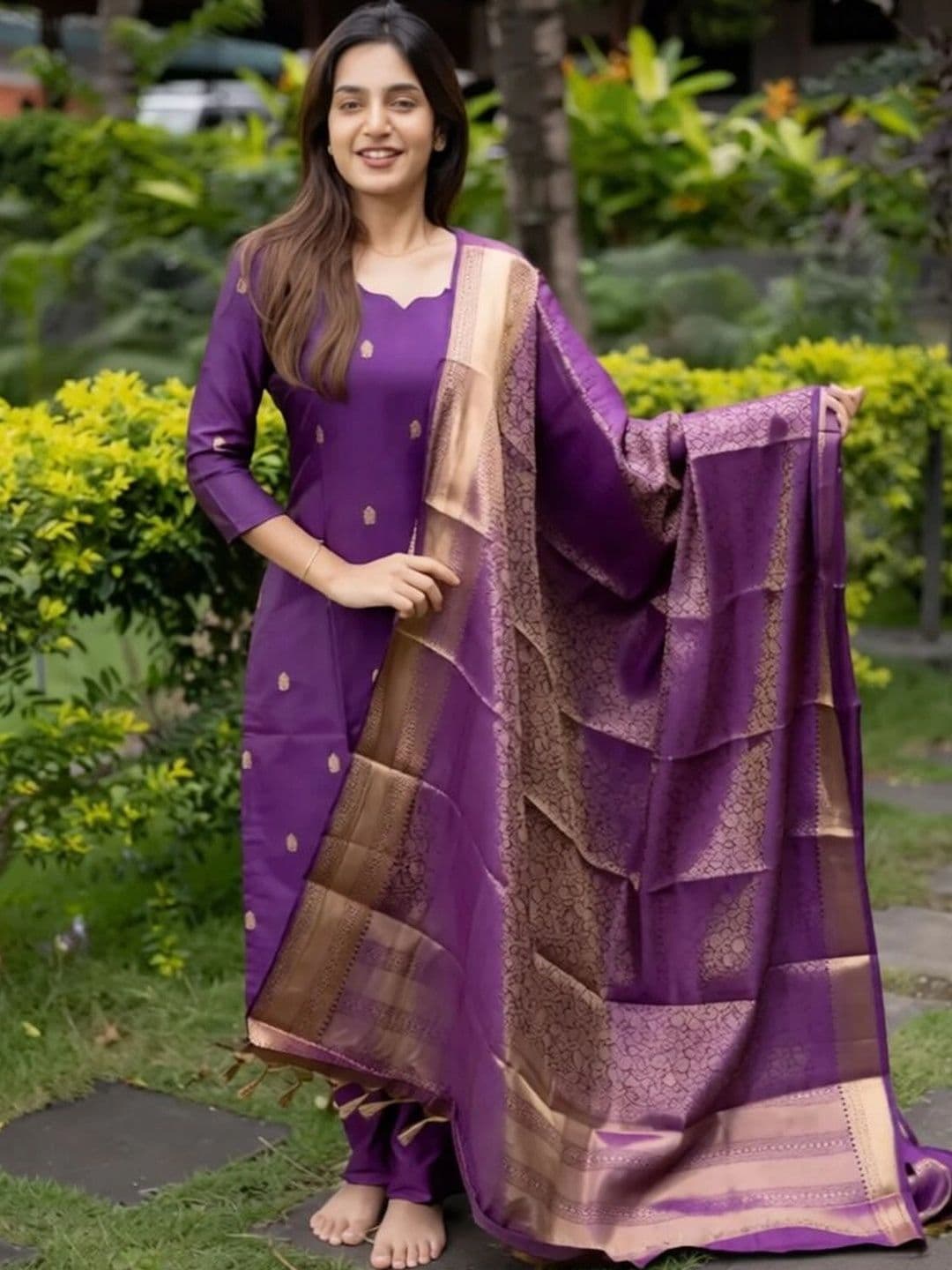 Moda Rapido Women Ethnic Motifs Regular Kurta with Trousers & With Dupatta thumbnail 5