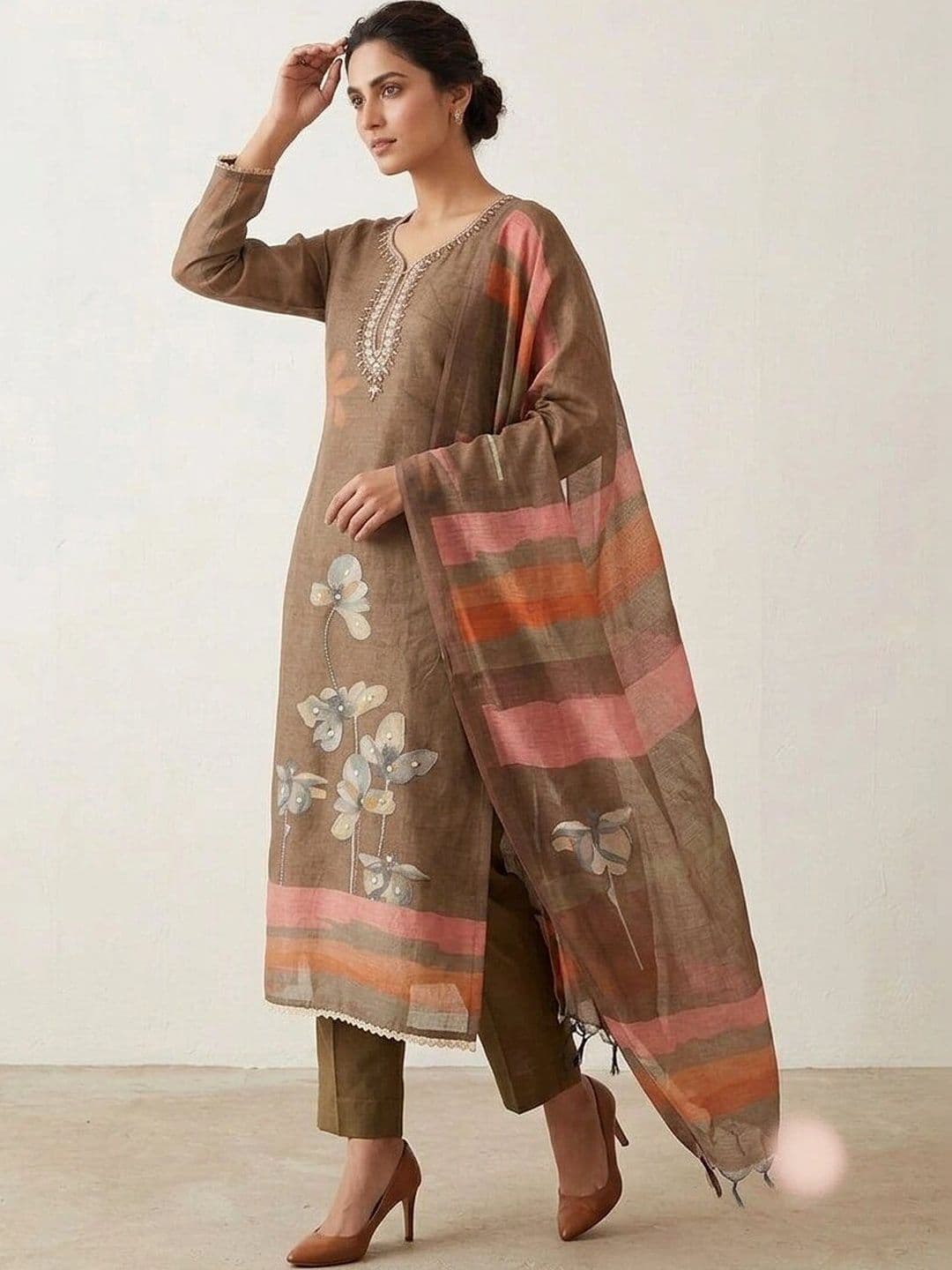 WaCraz Printed Pure Cotton Semi-Stitched Dress Material thumbnail 6