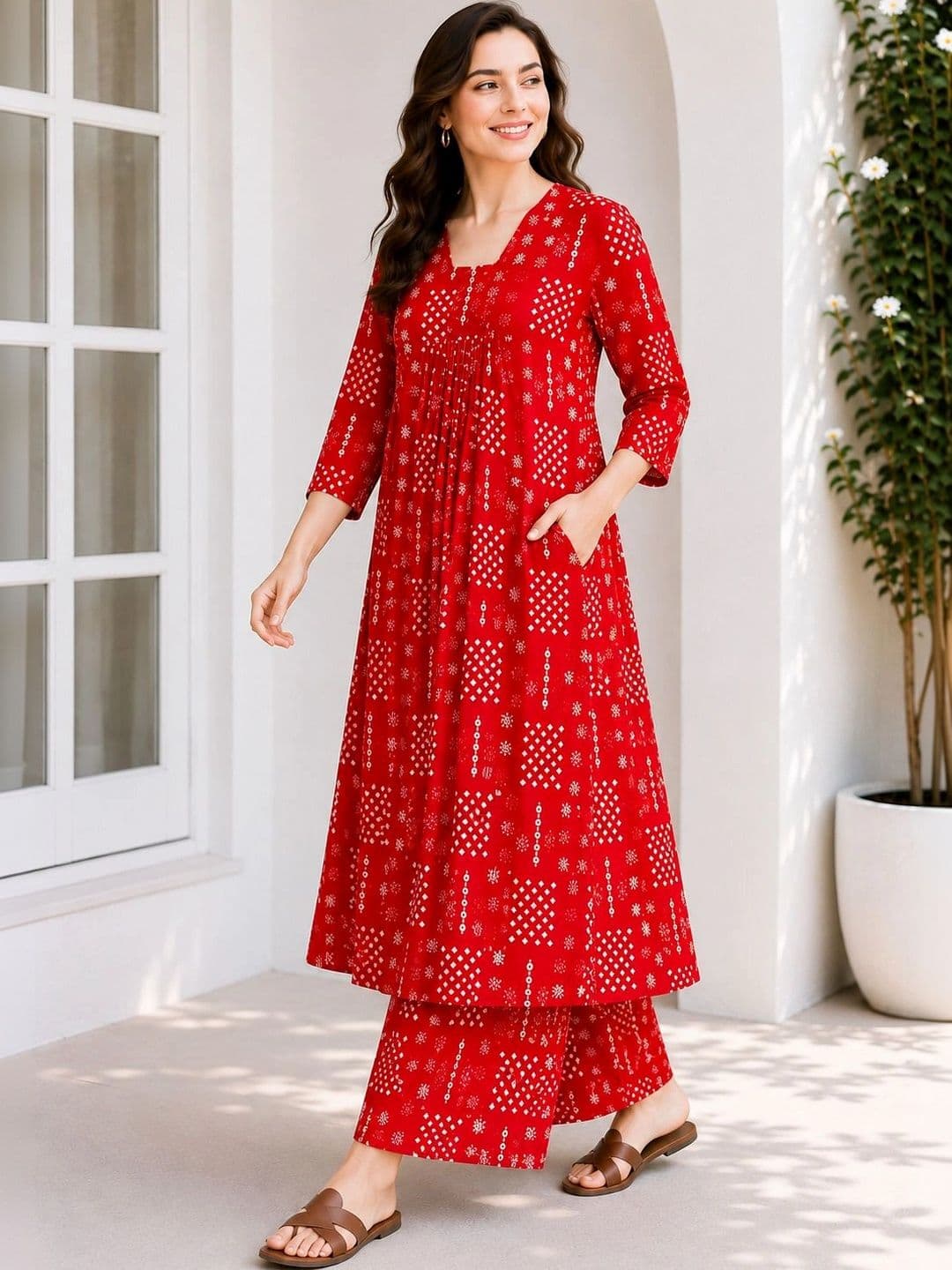 HIVA TRENDZ Women Printed Regular Kurta with Palazzos thumbnail 6