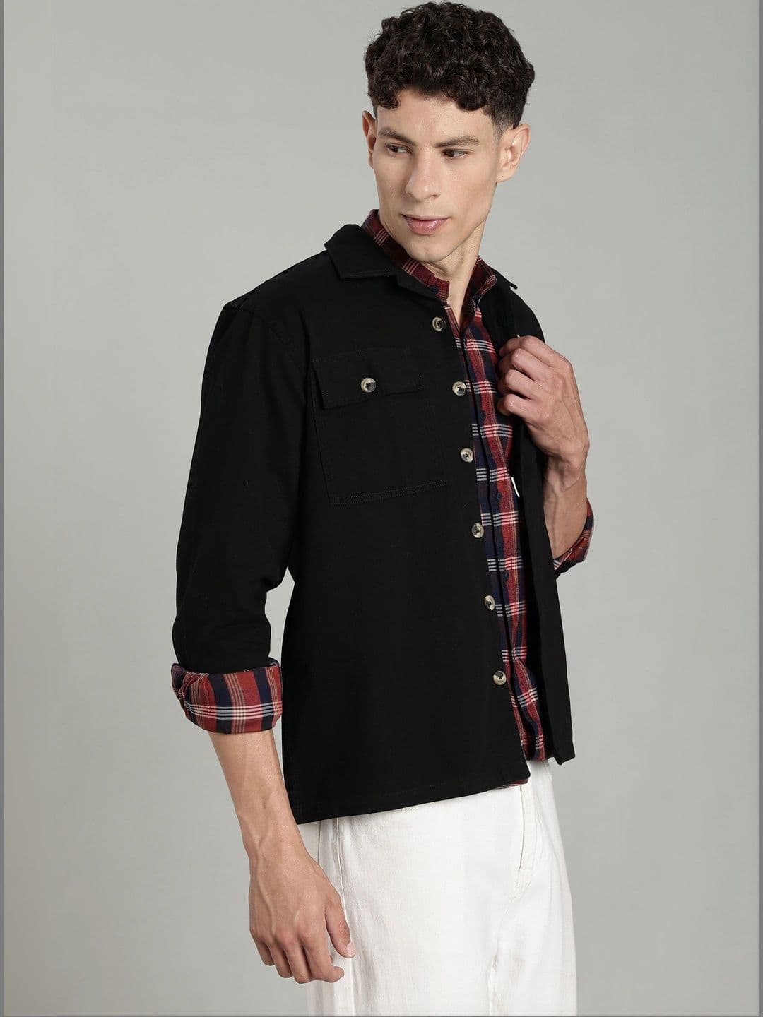 7TH LEGION Men Relaxed Boxy Sheer Casual Shirt thumbnail 3