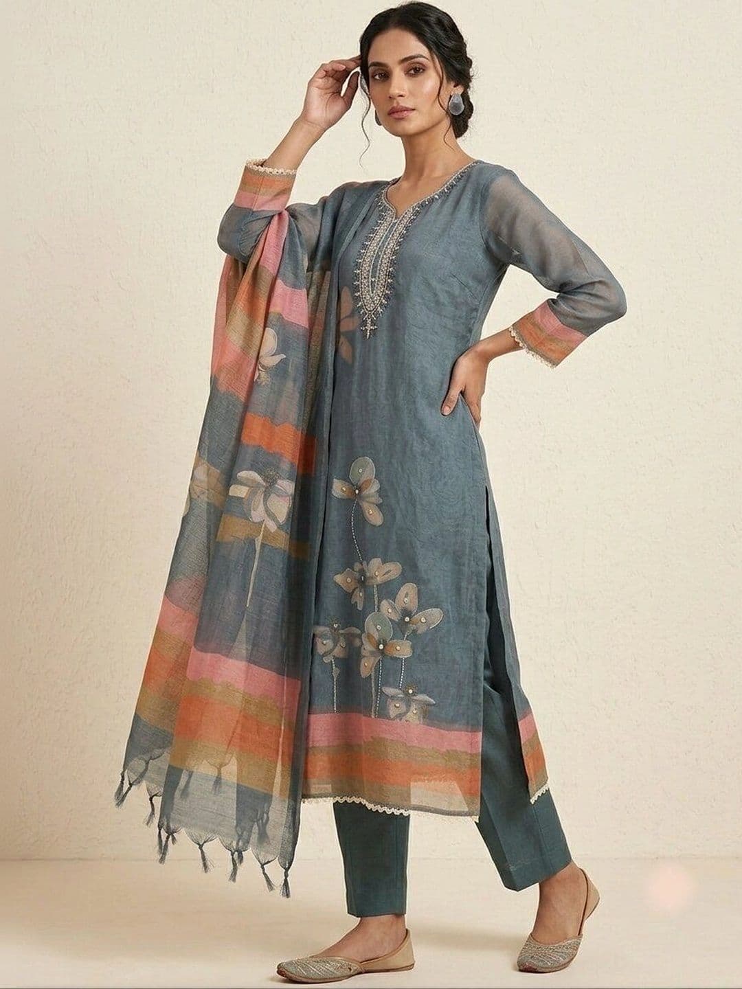 WaCraz Printed Pure Cotton Semi-Stitched Dress Material thumbnail 2