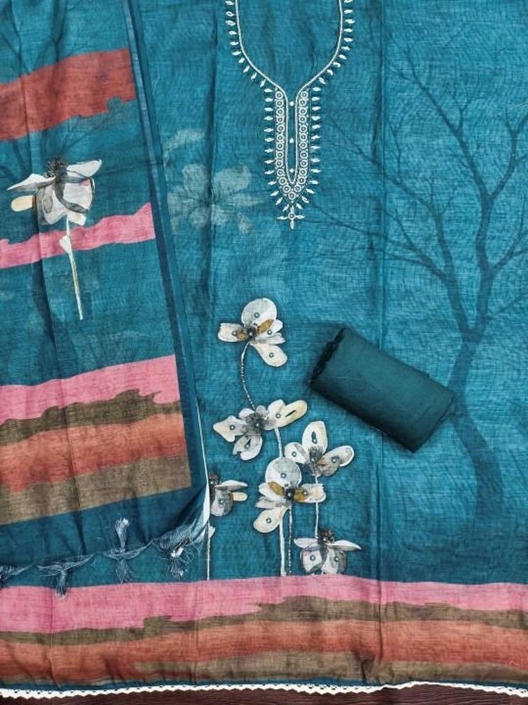 WaCraz Printed Pure Cotton Semi-Stitched Dress Material thumbnail 7