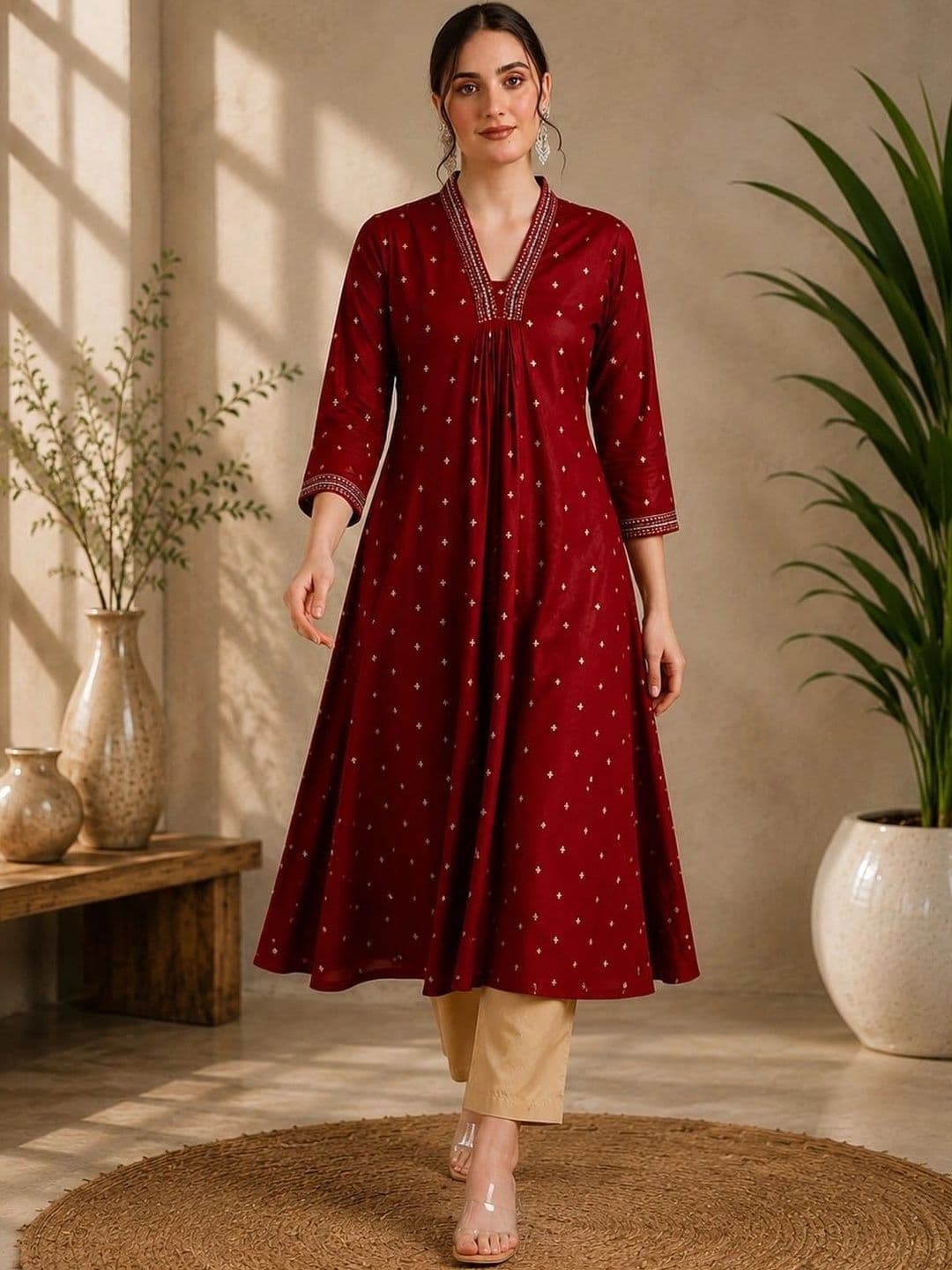 KRF FAB Women Embellished Thread Work Anarkali Kurta - view 1