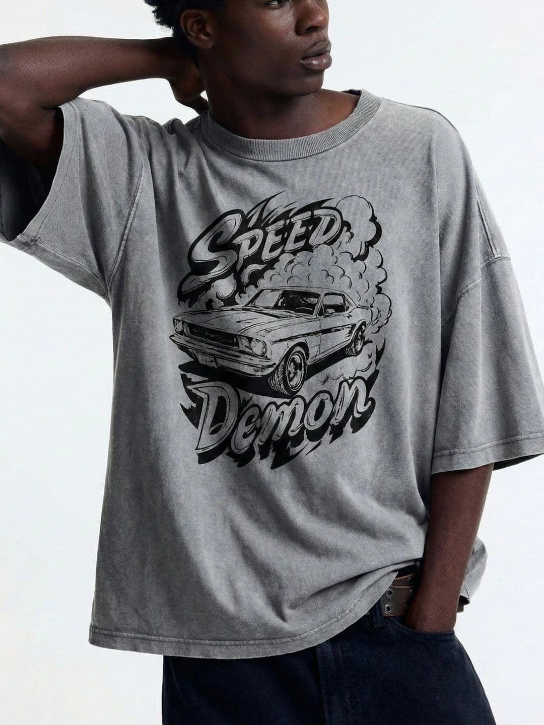 BAESD Men Printed Drop-Shoulder Sleeves T-shirt thumbnail 3
