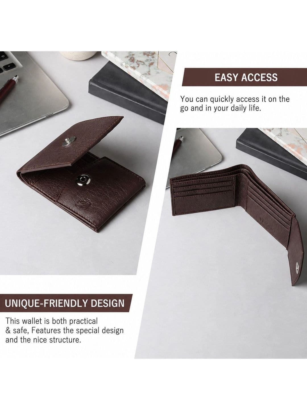 VEMILIO Men Textured PU Two Fold Wallet thumbnail 4