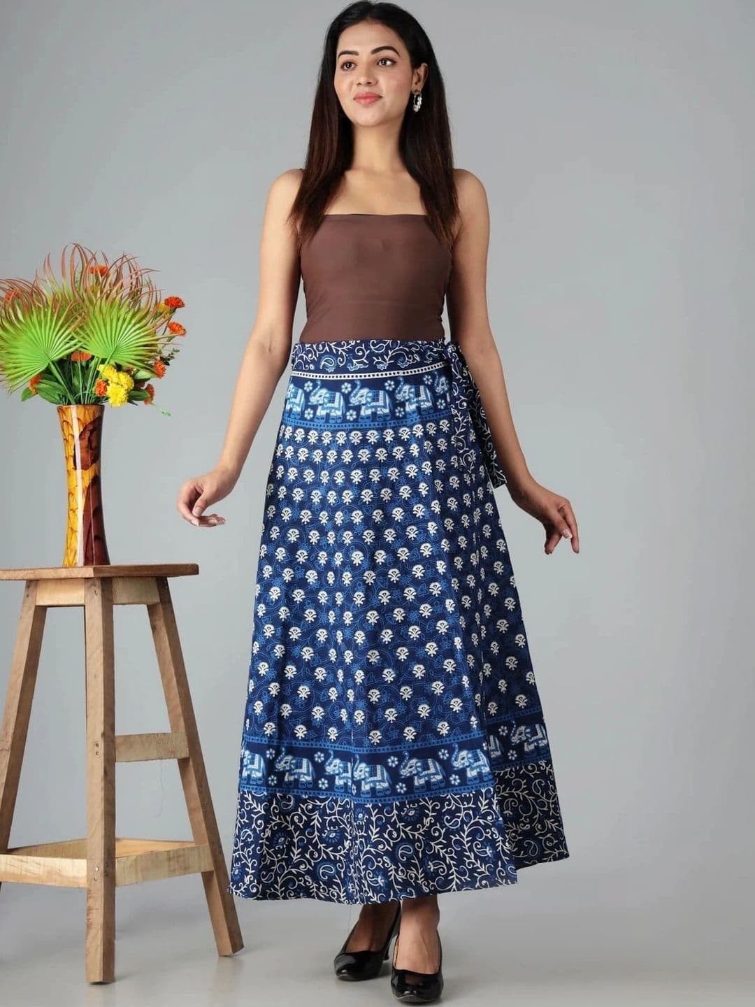 HIMCARE Women Cotton Cambric Paisley Maxi Wrap Skirt - view 1