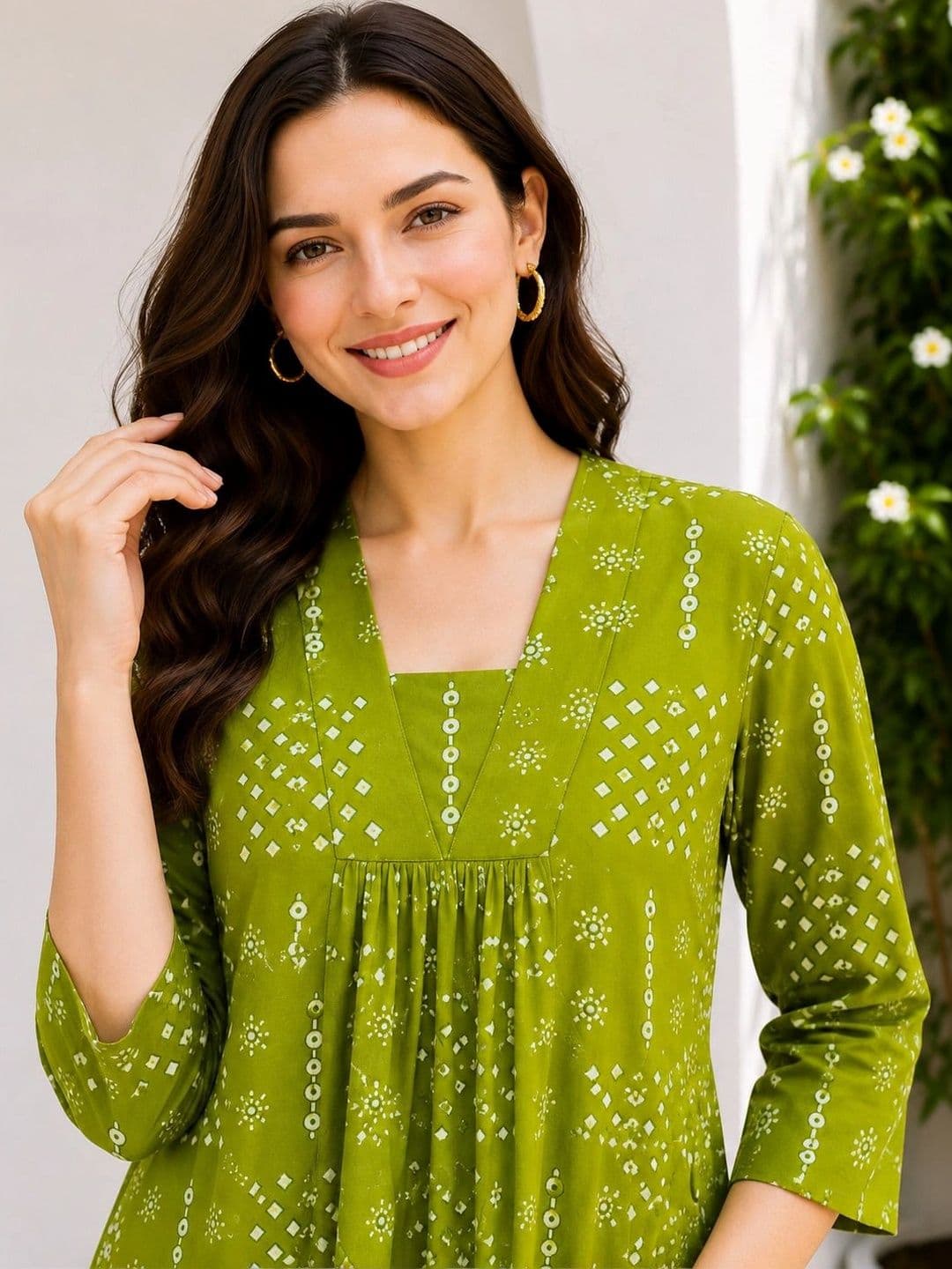 HIVA TRENDZ Women Bandhani Printed Regular Kurta with Palazzos thumbnail 5