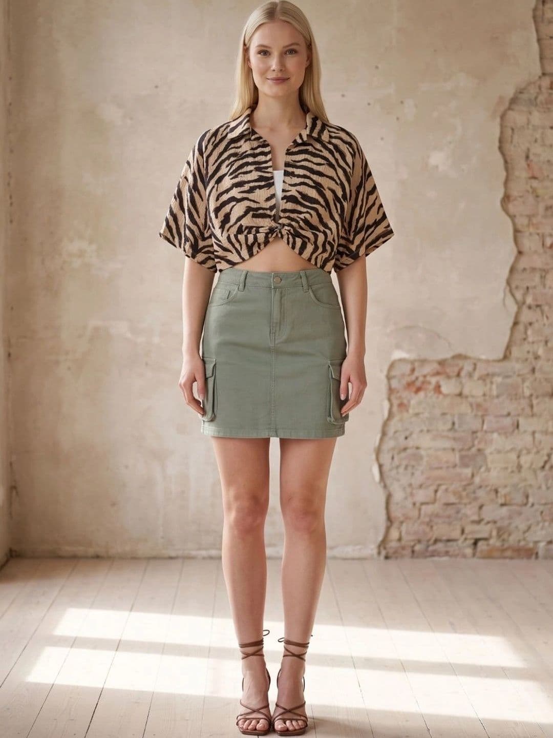 MAKPAK Women Denim Sleek Utility Mini Straight Skirt thumbnail 3