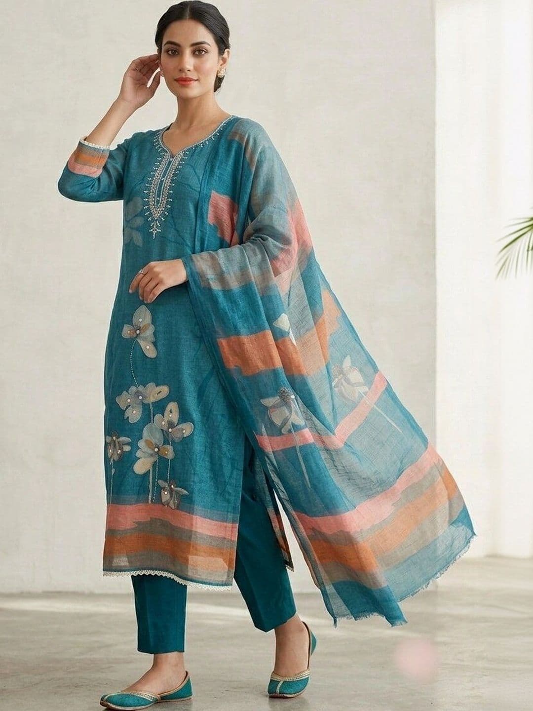 WaCraz Printed Pure Cotton Semi-Stitched Dress Material thumbnail 6