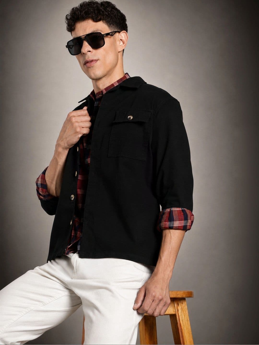 7TH LEGION Men Relaxed Boxy Sheer Casual Shirt thumbnail 4