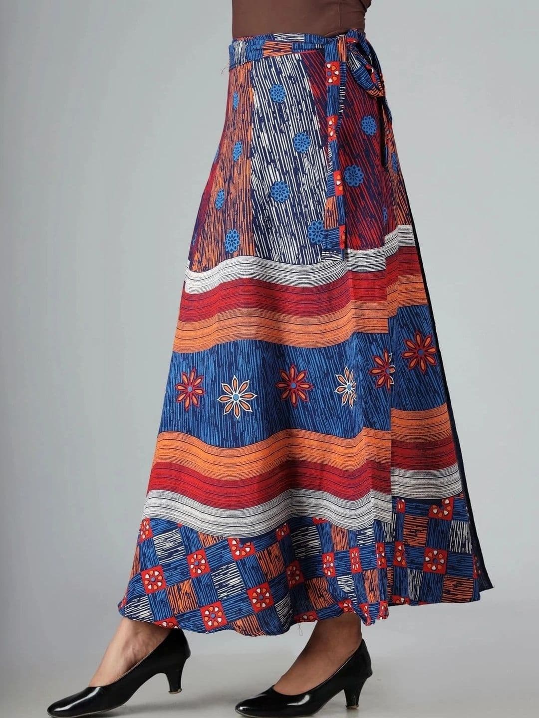 HIMCARE Women Cotton Cambric Floral Maxi Wrap Skirt thumbnail 4