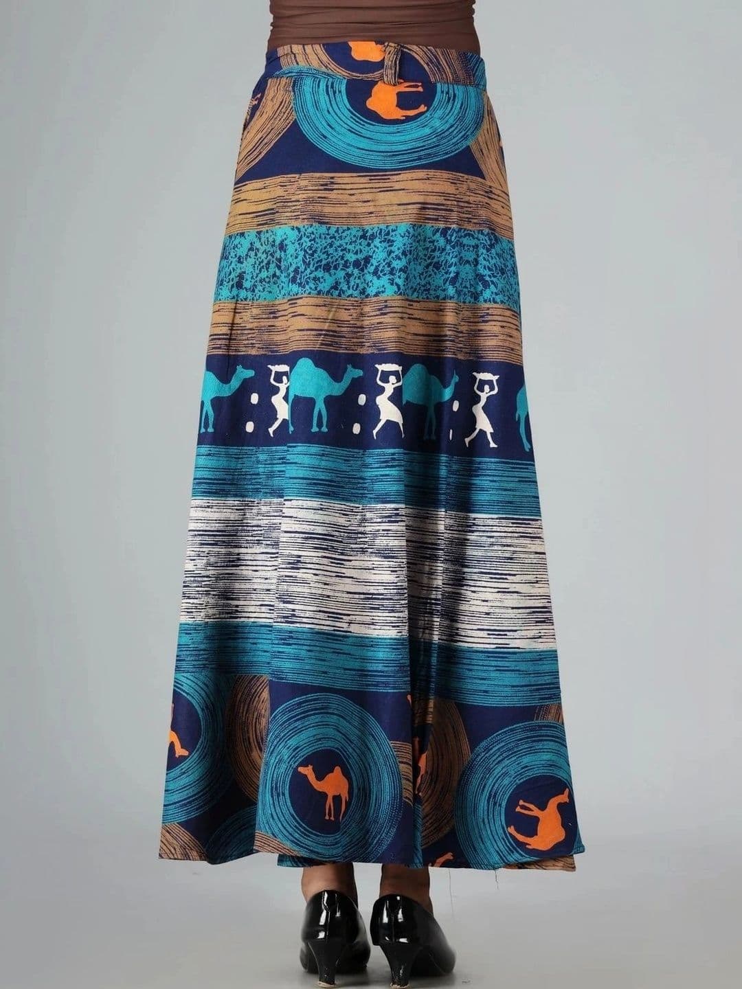 HIMCARE Women Cotton Cambric Geometric Tribal or Aztec Print Maxi Wrap Skirt thumbnail 2