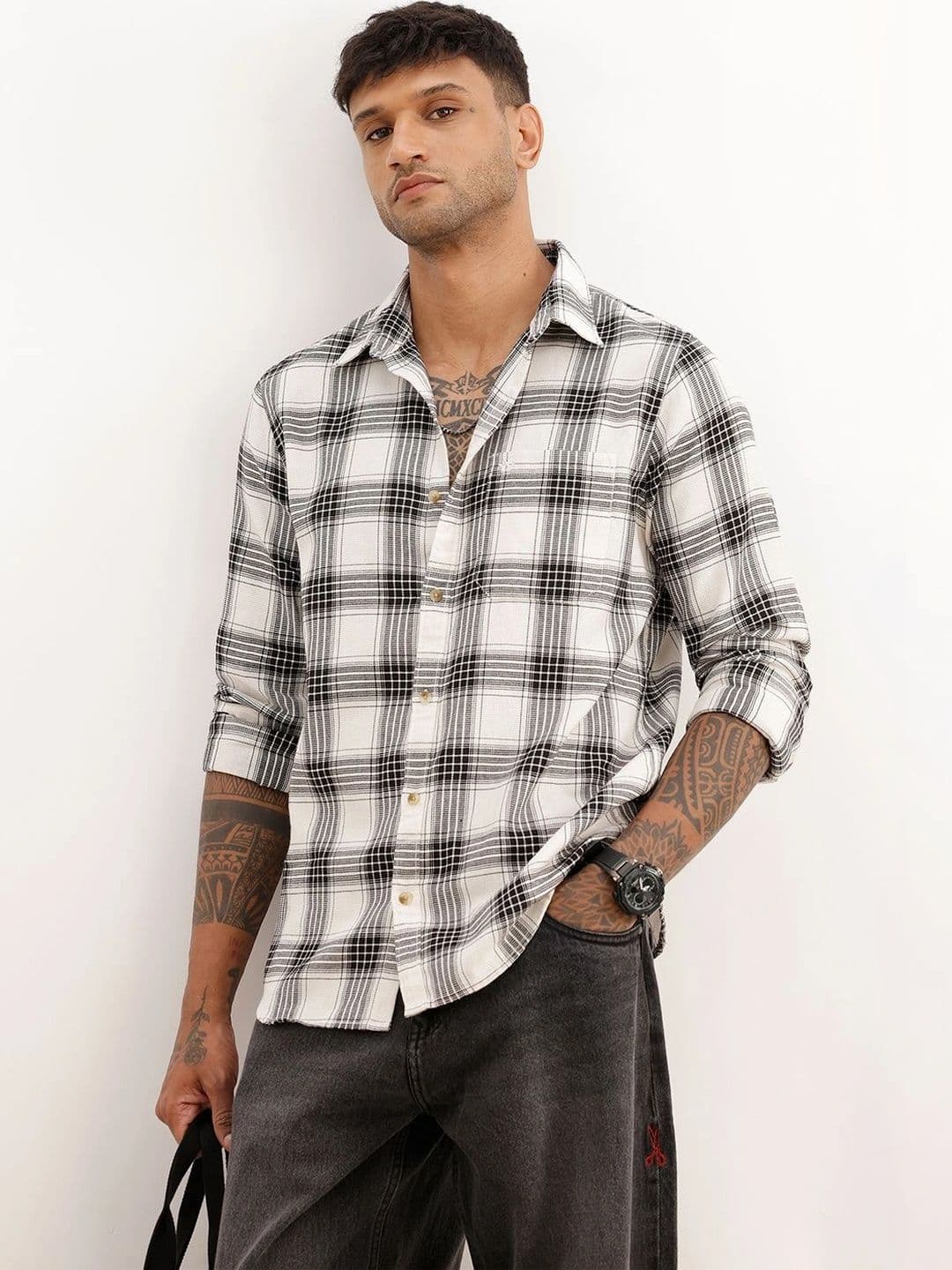 WROGN Men Tartan Checks Checked Casual Shirt - view 1