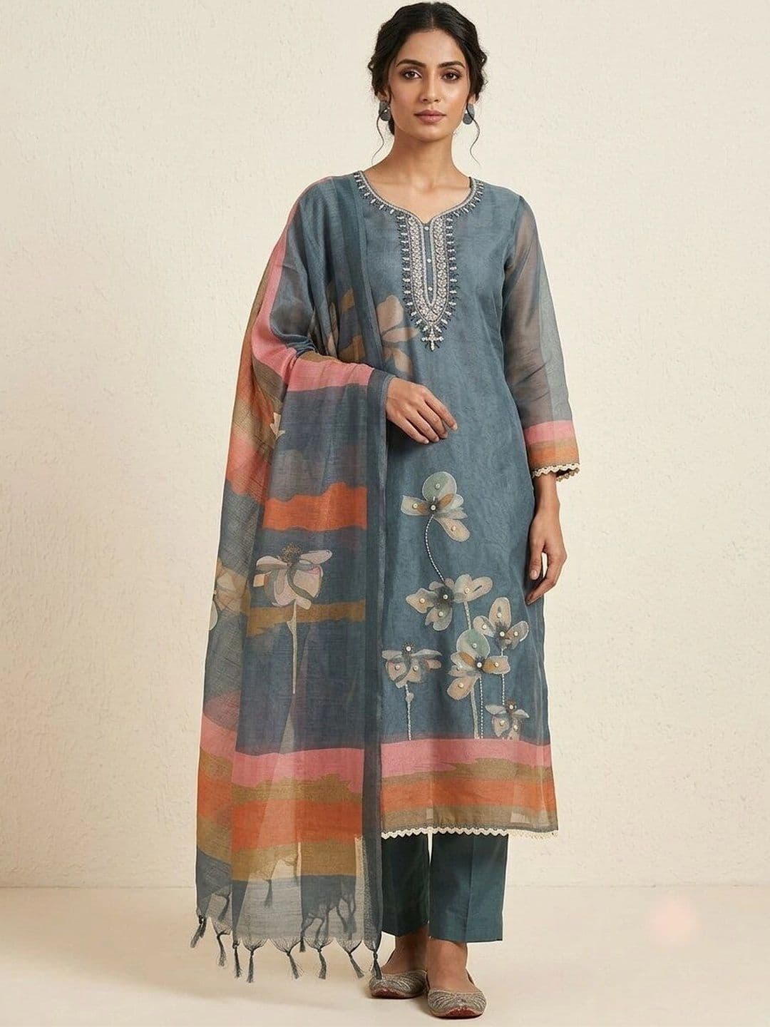 WaCraz Printed Pure Cotton Semi-Stitched Dress Material - view 1