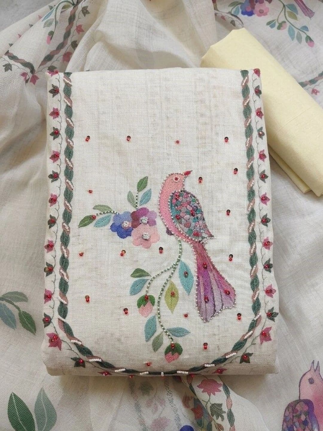 WaCraz Printed Linen Semi-Stitched Dress Material thumbnail 4