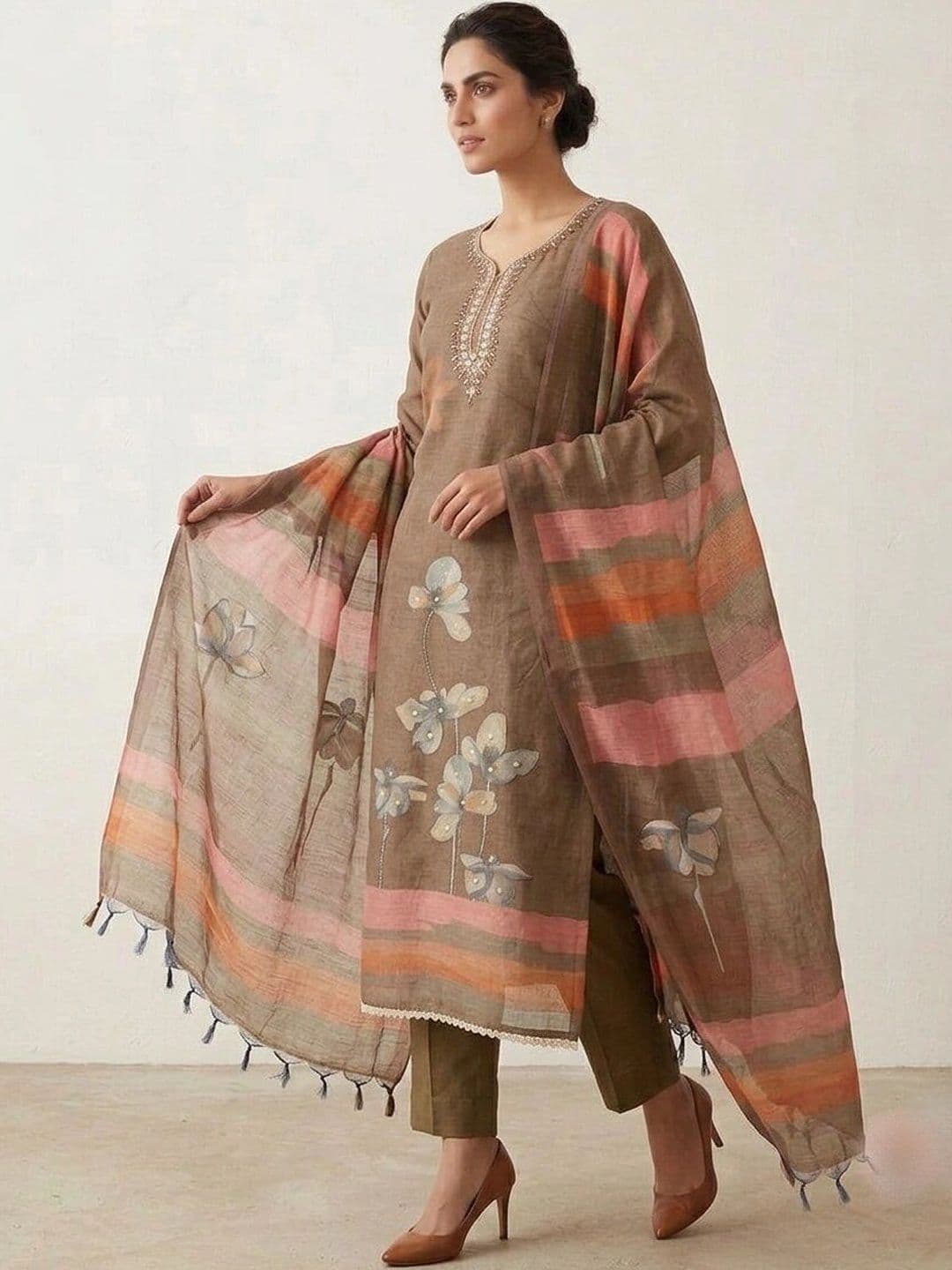 WaCraz Printed Pure Cotton Semi-Stitched Dress Material - view 1