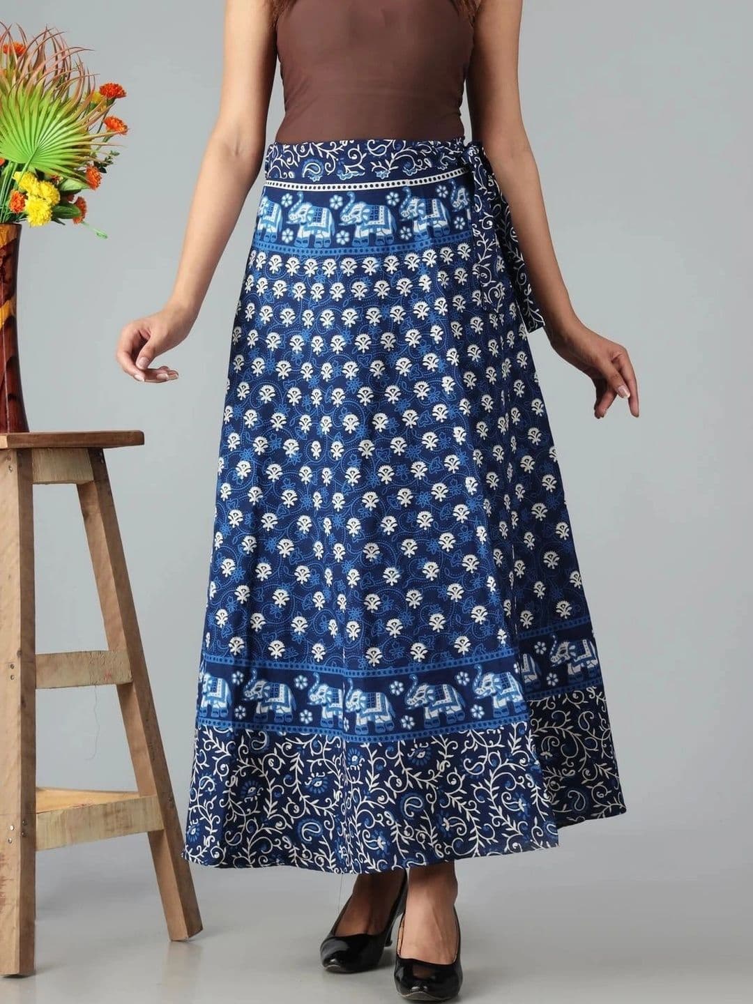 HIMCARE Women Cotton Cambric Paisley Maxi Wrap Skirt thumbnail 3