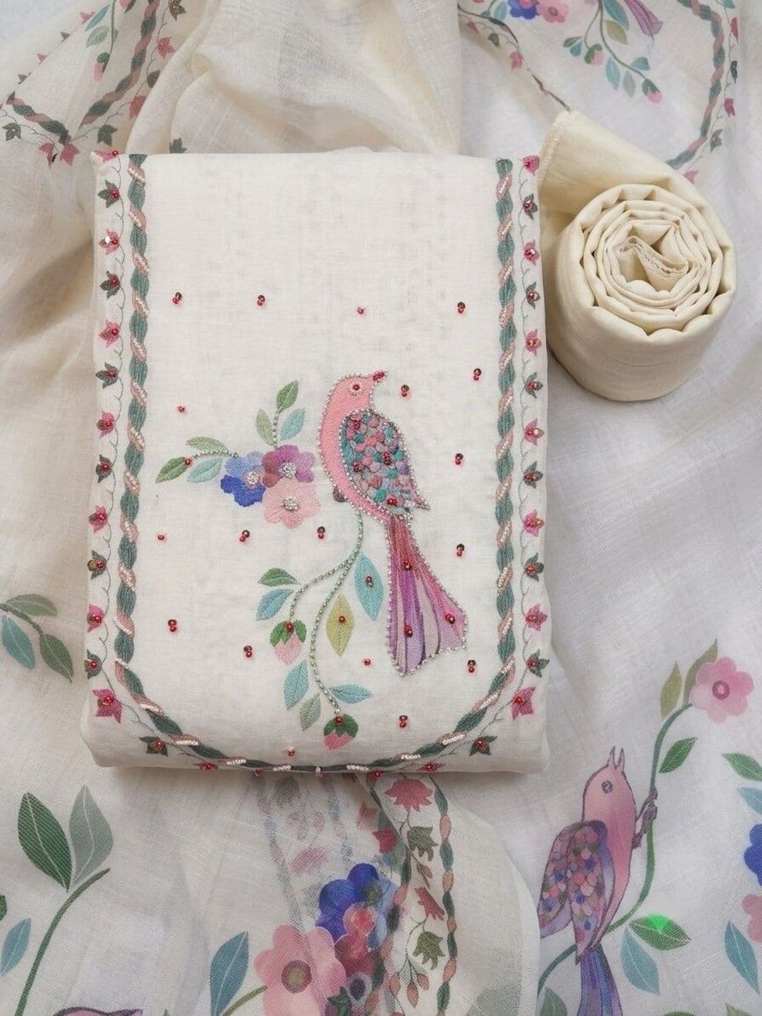 WaCraz Printed Linen Semi-Stitched Dress Material thumbnail 3