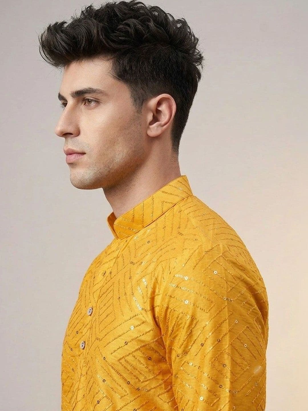 Rajkuwar Men Geometric Embellished Sequinned Kurta thumbnail 2