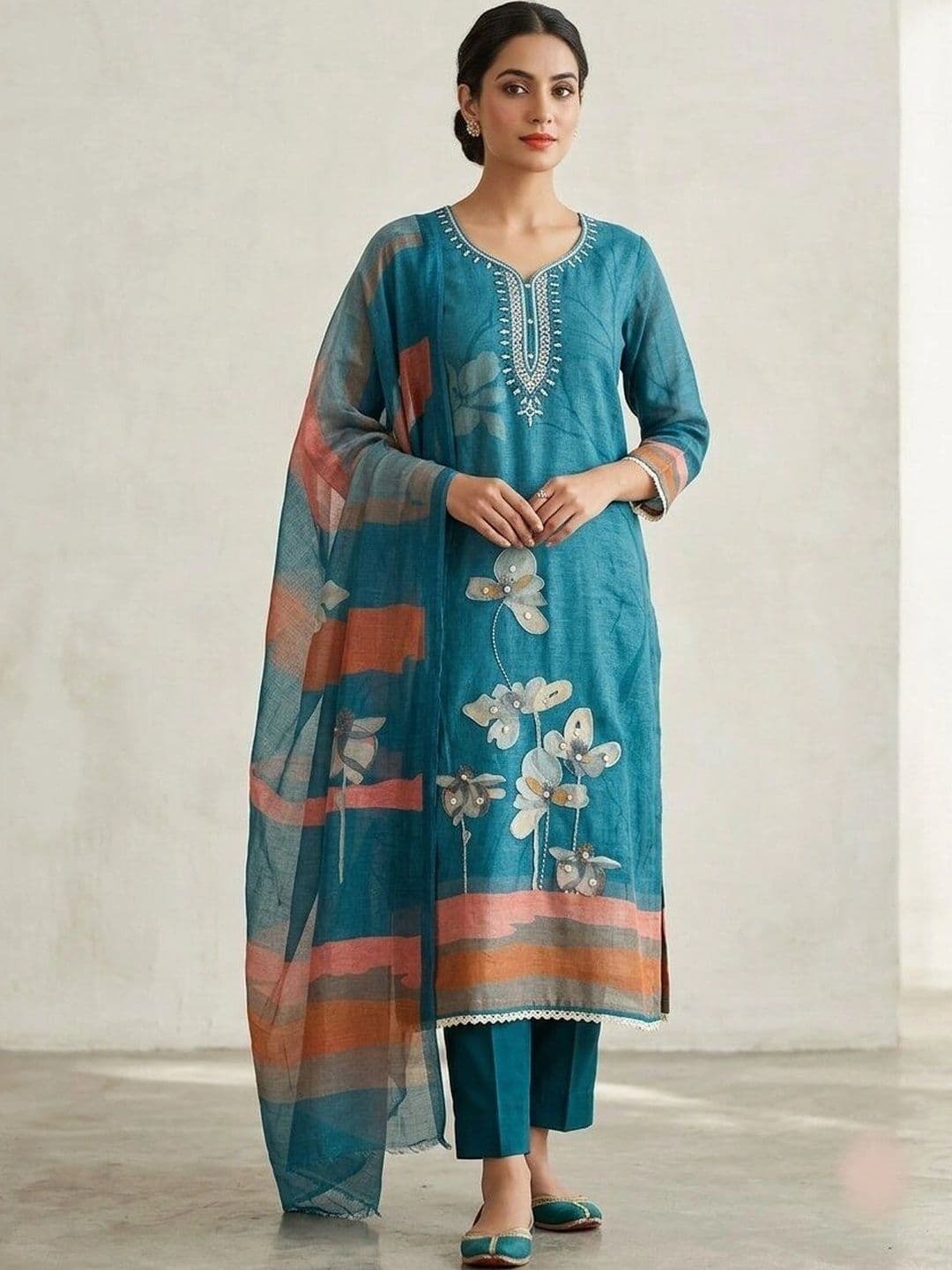 WaCraz Printed Pure Cotton Semi-Stitched Dress Material - view 1